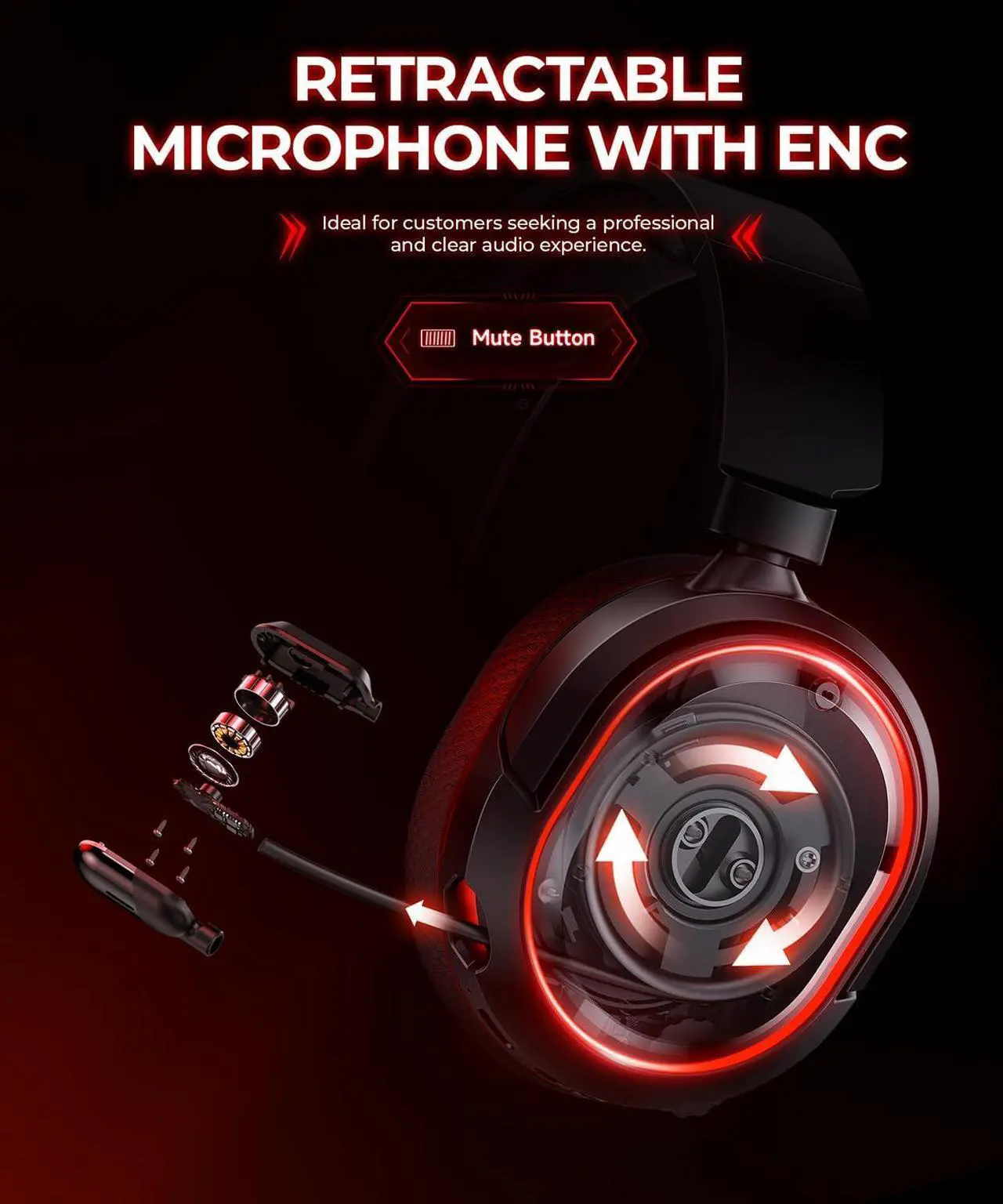 Alt view image 5 of 7 - Valorise 4 in 1 Wireless Gaming Headset, 7.1 Surround Sound,100H Playtime, 2.4Ghz Dongle & Bluetooth 5.3, Gaming Headphones with Retractable ENC Mic, RGB Light, Ergonomic Design for PS5 PS4 PC