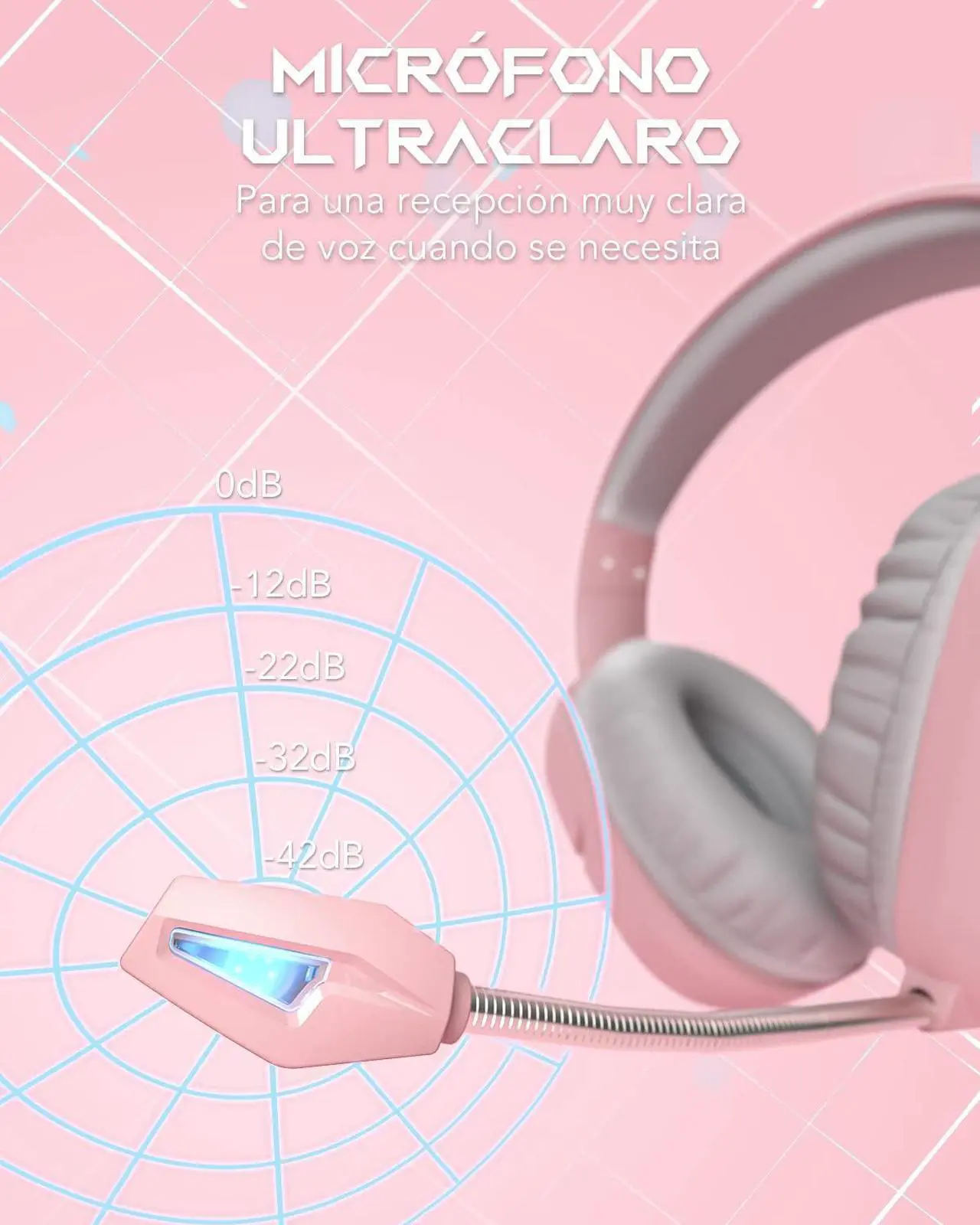 Alt view image 4 of 7 - Black Shark Gaming Headset for PC, PS4, PS5, Xbox, Switch, All-in-1 Gaming Headphones with Ultra-Clear Bendable Mic, 50mm Dynamic Drivers, Noise Isolation Ear Cushions, in-line Controls - Pink
