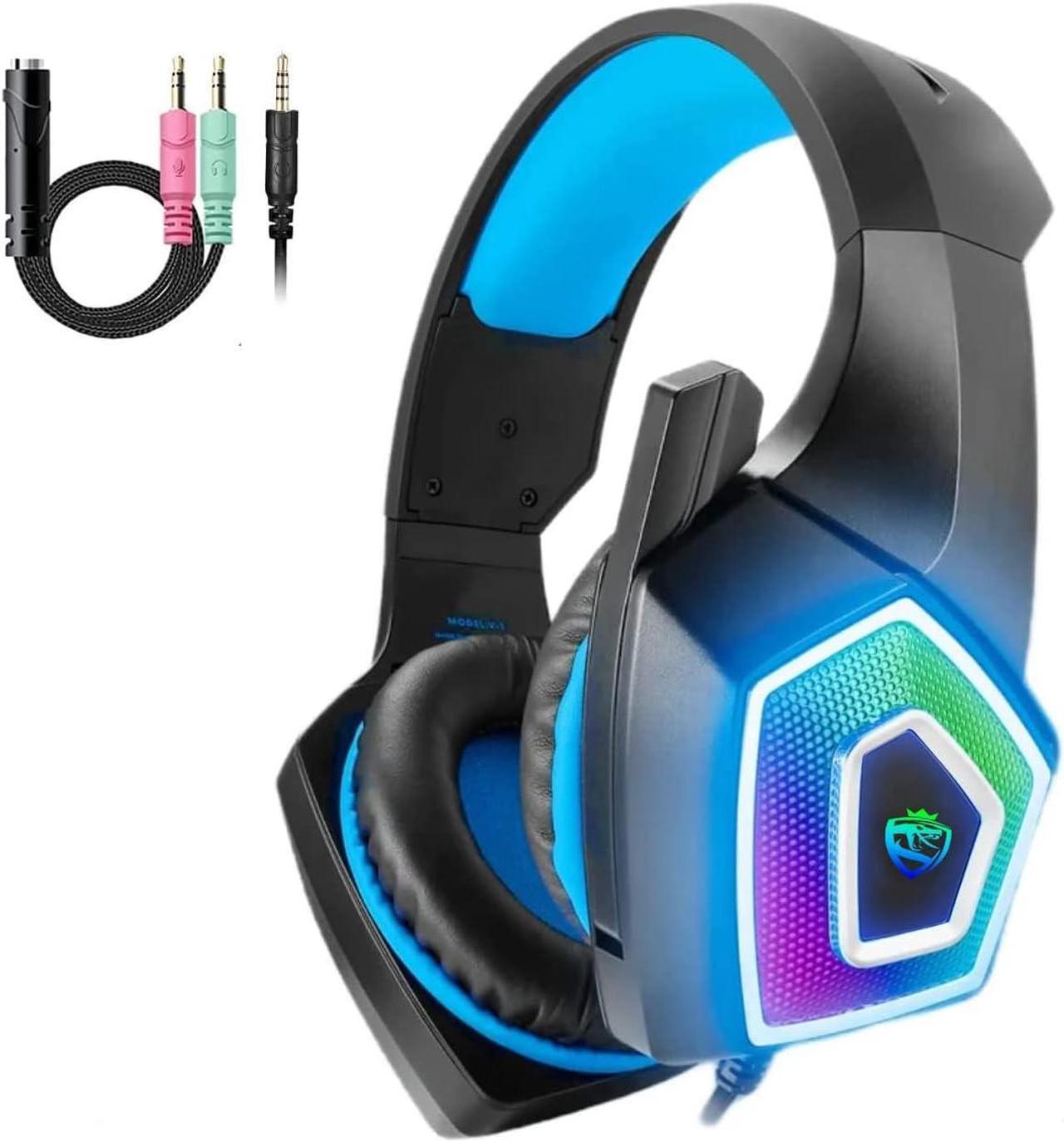 Main image of ARKARTECH Gaming Headset with Mic for Xbox One PS4 PS5 PC Switch Tablet, with Stereo Surround Sound & LED Light Noise Cancelling Over Ear Headphones