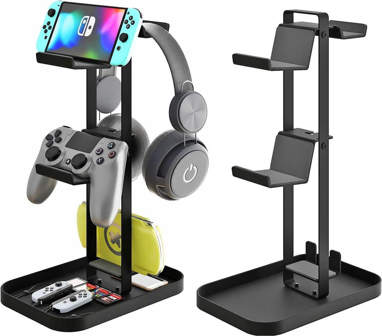 Main image of MAYZOLOP Controller Stand 2 Tiers, Headphone Holder with Cable Organizer for Desk, Anti-Slip Stable Design Universal Storage Compatible with Gaming Accessories Headset Xbox PS5 PS4 Nintendo Switch