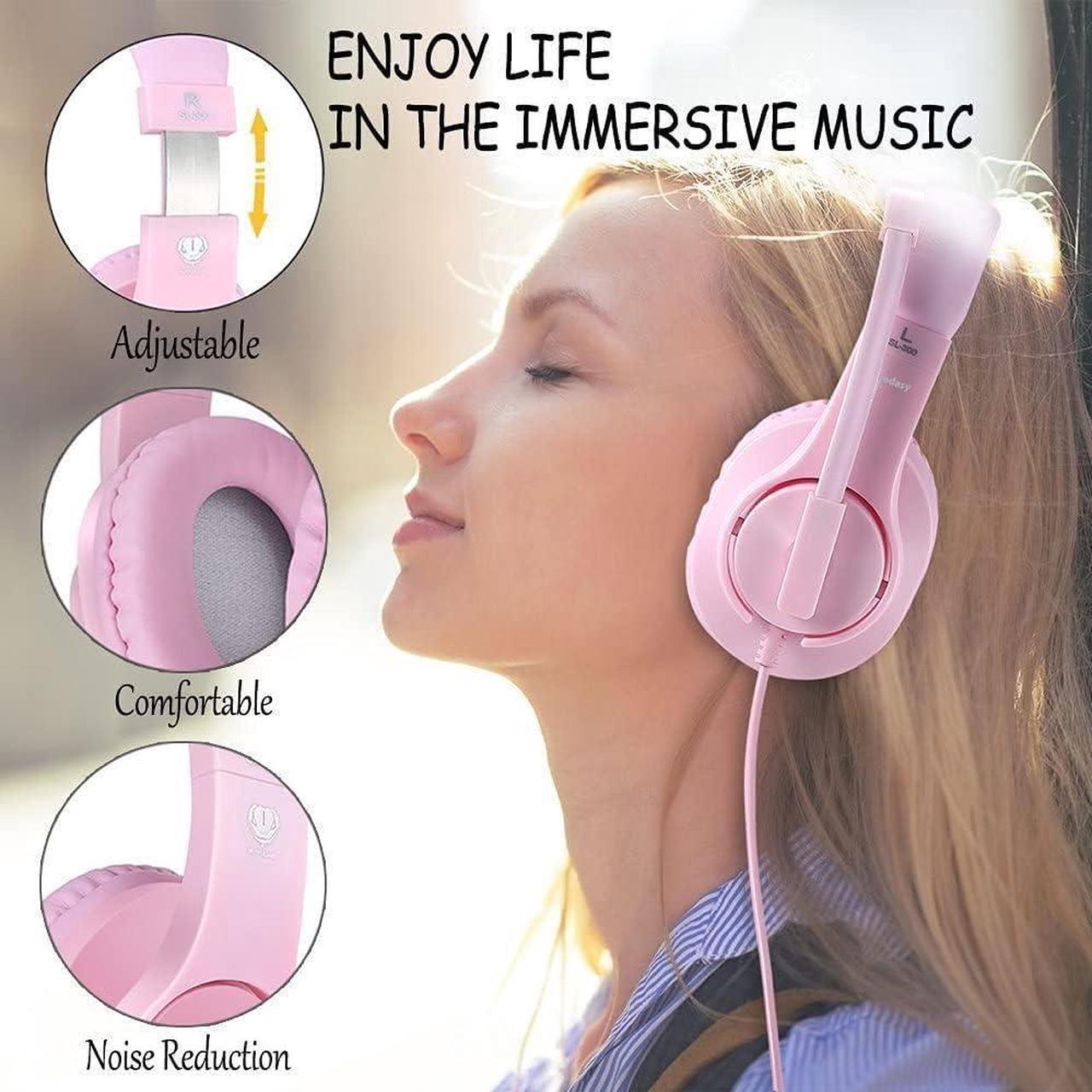 Alt view image 4 of 6 - Meedasy Kids Adults Over-Ear Gaming Headphone for Xbox One, Bass Surrounding Stereo, PS4 Gaming Headset with Microphone and Volume Control for Laptop, PC, Wired Noise Isolation (Pink)
