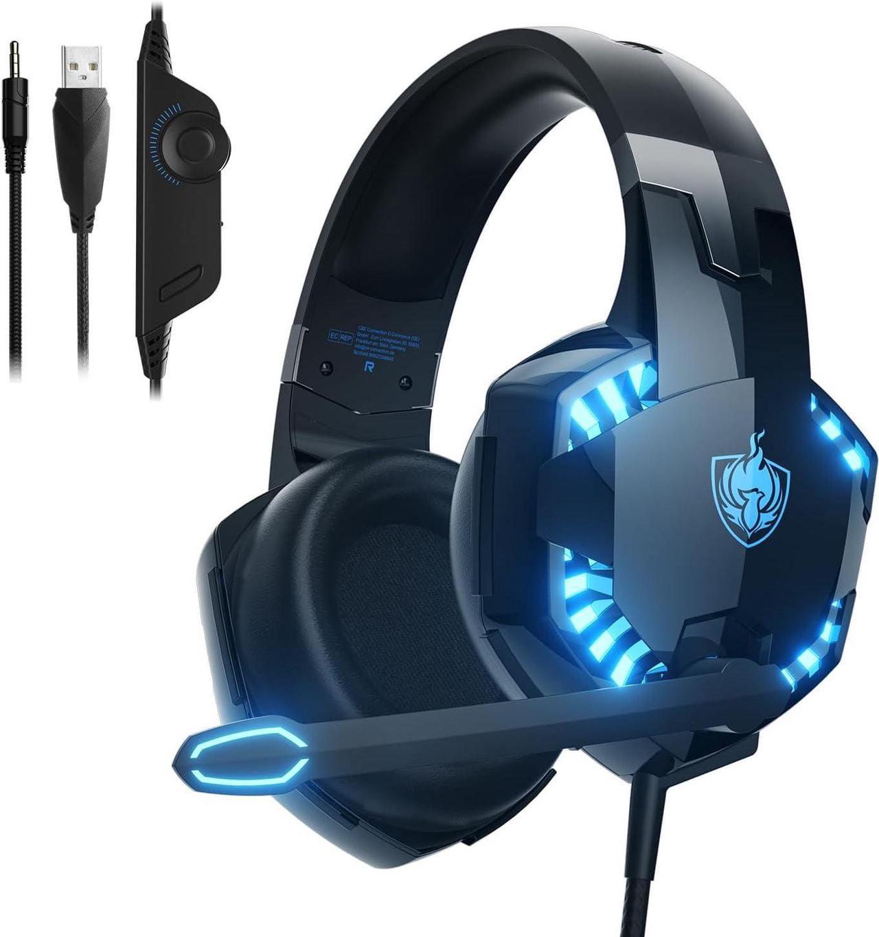 PC Gaming Headset, G2000 Stereo Gaming Headset for PS4 Xbox One PS5 Nintendo Controller, Over Ear Headphones with Noise Cancelling Mic, Bass Surround, Laptop Tablet Games