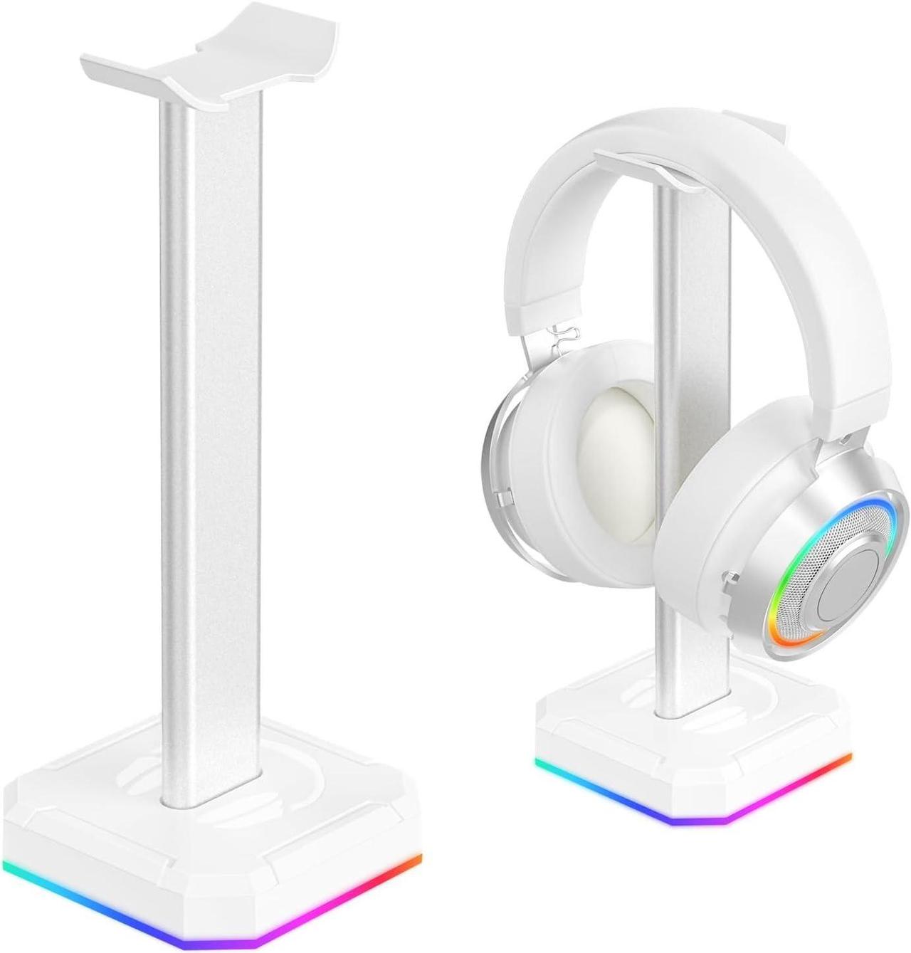 Main image of White Headphone Stand,Desk RGB Lights Headset Holder,Suitable for All Over-Ear Headphone (White, Only RGB Light)