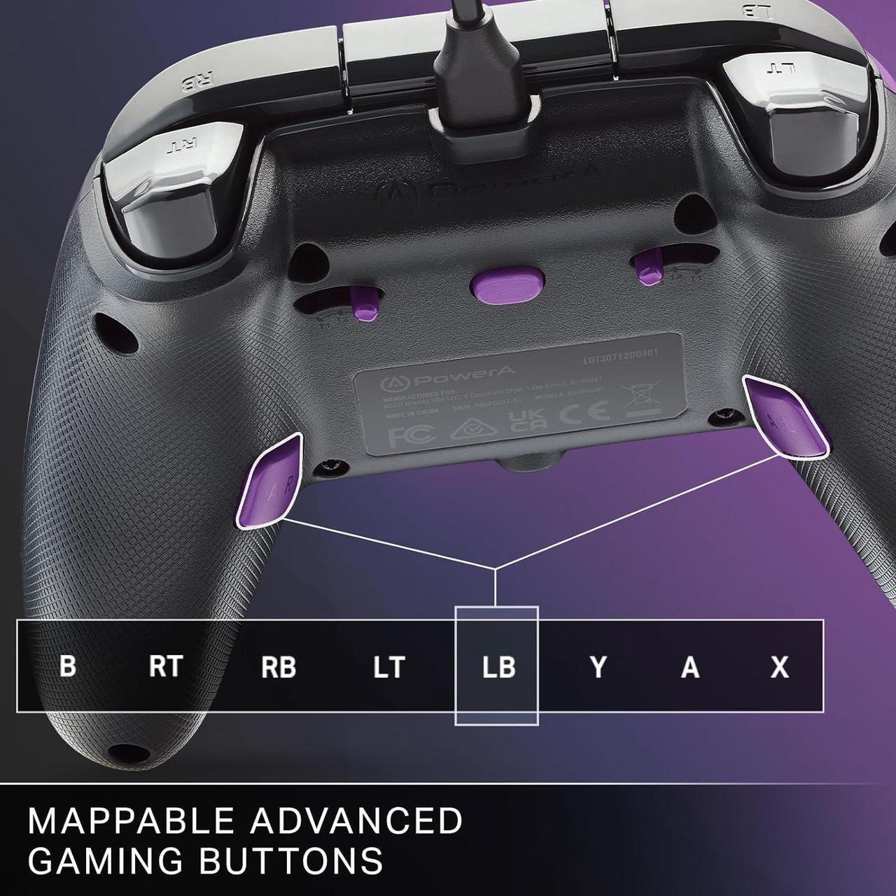 Alt view image 3 of 7 - PowerA Advantage Wired Controller for Xbox Series X|S - Purple Camo, Xbox Controller with Detachable 10ft USB-C Cable, Mappable Buttons, Trigger Locks and Rumble Motors, Officially Licensed for Xbox