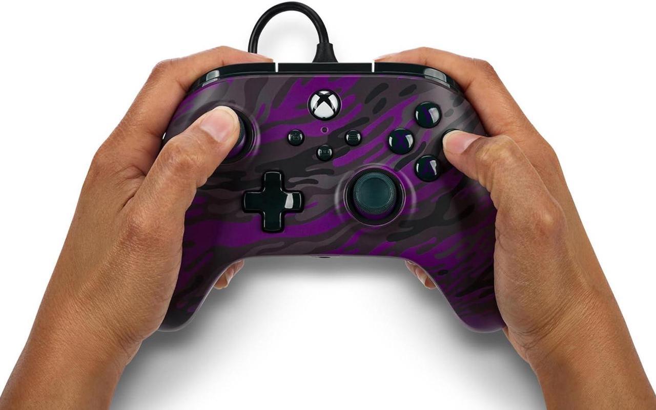 Alt view image 2 of 7 - PowerA Advantage Wired Controller for Xbox Series X|S - Purple Camo, Xbox Controller with Detachable 10ft USB-C Cable, Mappable Buttons, Trigger Locks and Rumble Motors, Officially Licensed for Xbox