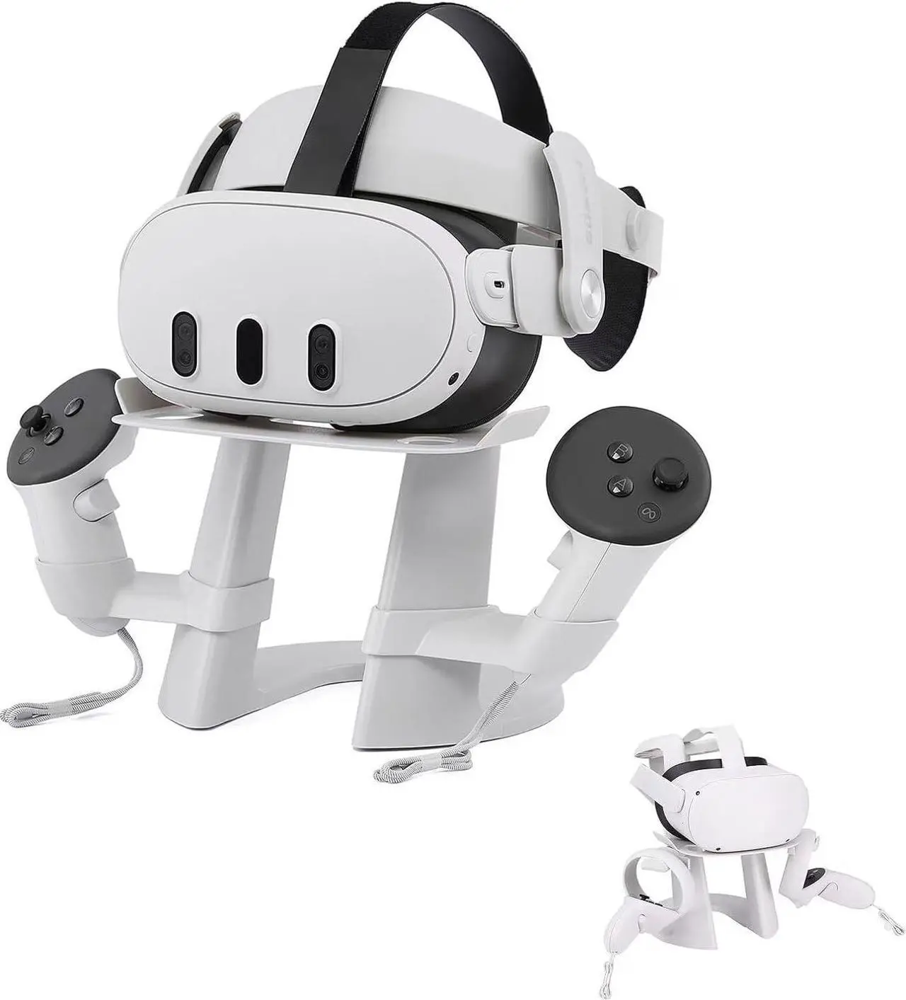 Main image of GOMRVR Design VR Stand Compatible with Oculus Quest 3/Quest 2/ Quest/Rift S/Valve Index Headset, and Touch Controllers Accessories(White)