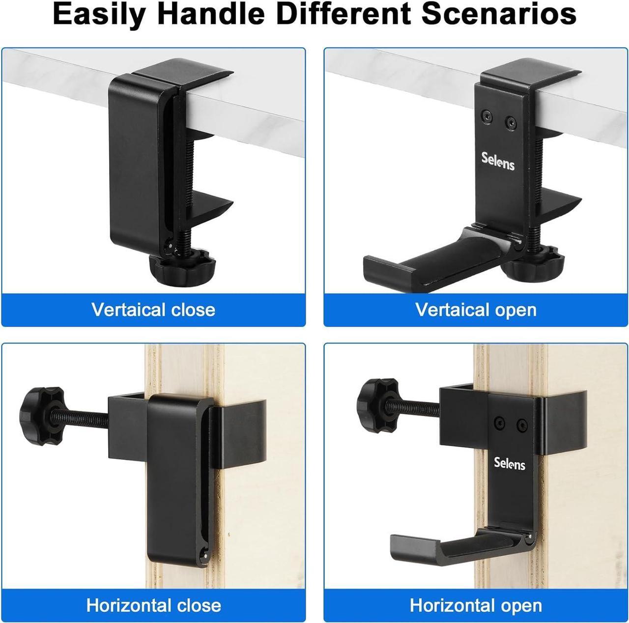 Alt view image 3 of 7 - Selens Headphone Holder Gaming Headset Stand for Desk, Foldable Headphone Hanger Universal Fit for PC Game Headsets, Over-Ear Headphones, Aluminum