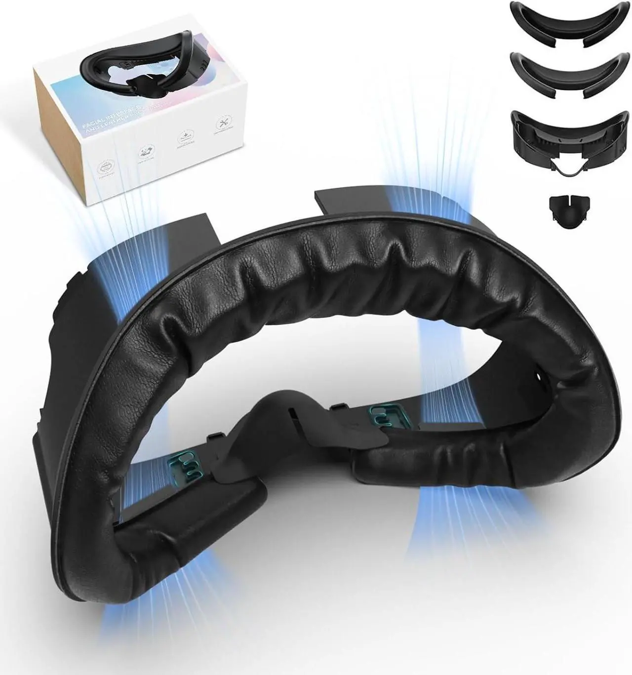 Main image of UPOK Face Pad Cover Facial Interface for Meta/Oculus Quest 3 Headset -Accessories 2-pcs Thicken Foam PU Leather Face Cushion with Rigid Adjustable Vent Head Bracket, Air-Circulation Design