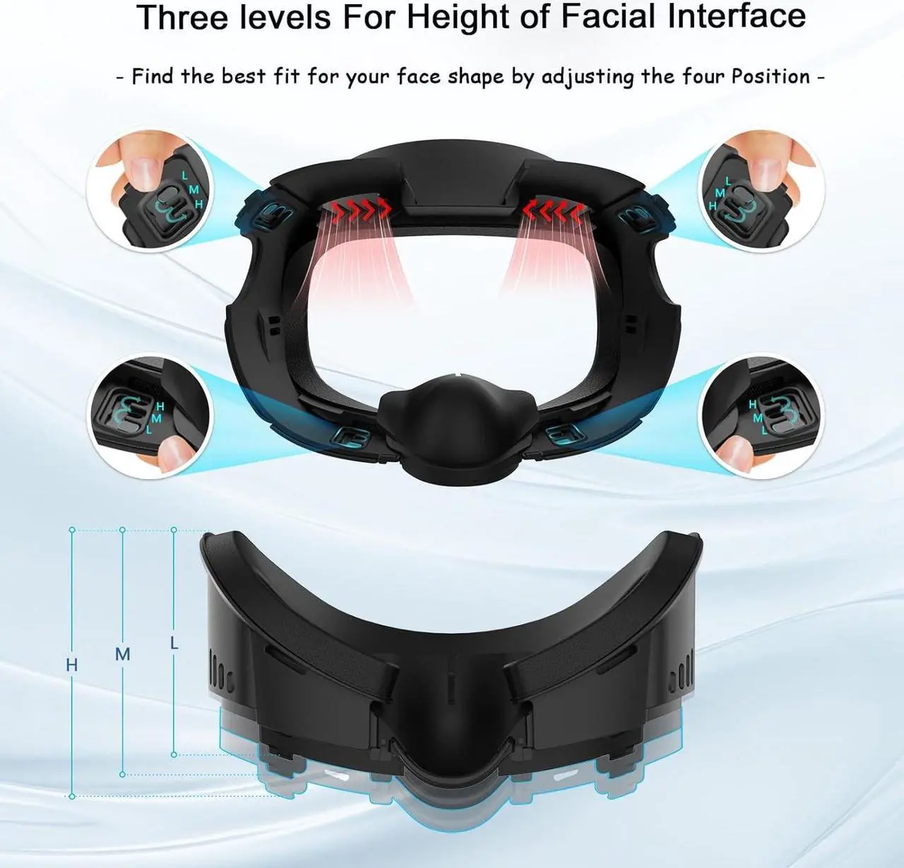 Alt view image 3 of 7 - UPOK Face Pad Cover Facial Interface for Meta/Oculus Quest 3 Headset -Accessories 2-pcs Thicken Foam PU Leather Face Cushion with Rigid Adjustable Vent Head Bracket, Air-Circulation Design