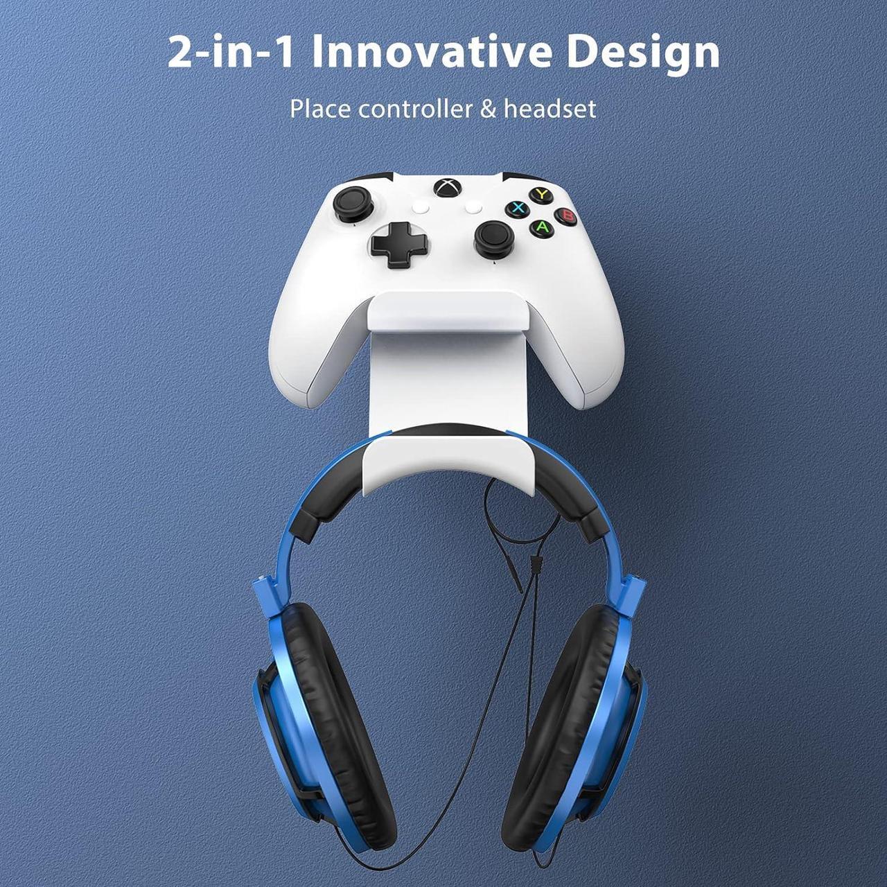 Alt view image 6 of 7 - 6amLifestyle Controller and Headphone Wall Mount Holder Stand with Cord Hanger for PS5 PS4 Xbox One Switch Pro Gamepad Controller Hook Strong Adhesive/Screws, White