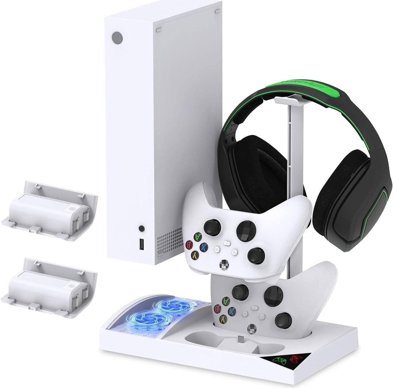 Main image of Cooling Fan Stand Compatible with Xbox Series S with 1400mAh Rechargeable Battery Pack, YUANHOT Vertical Charging Station Dock Accessories with Controller Charger Port & Cooler System for XSS - White