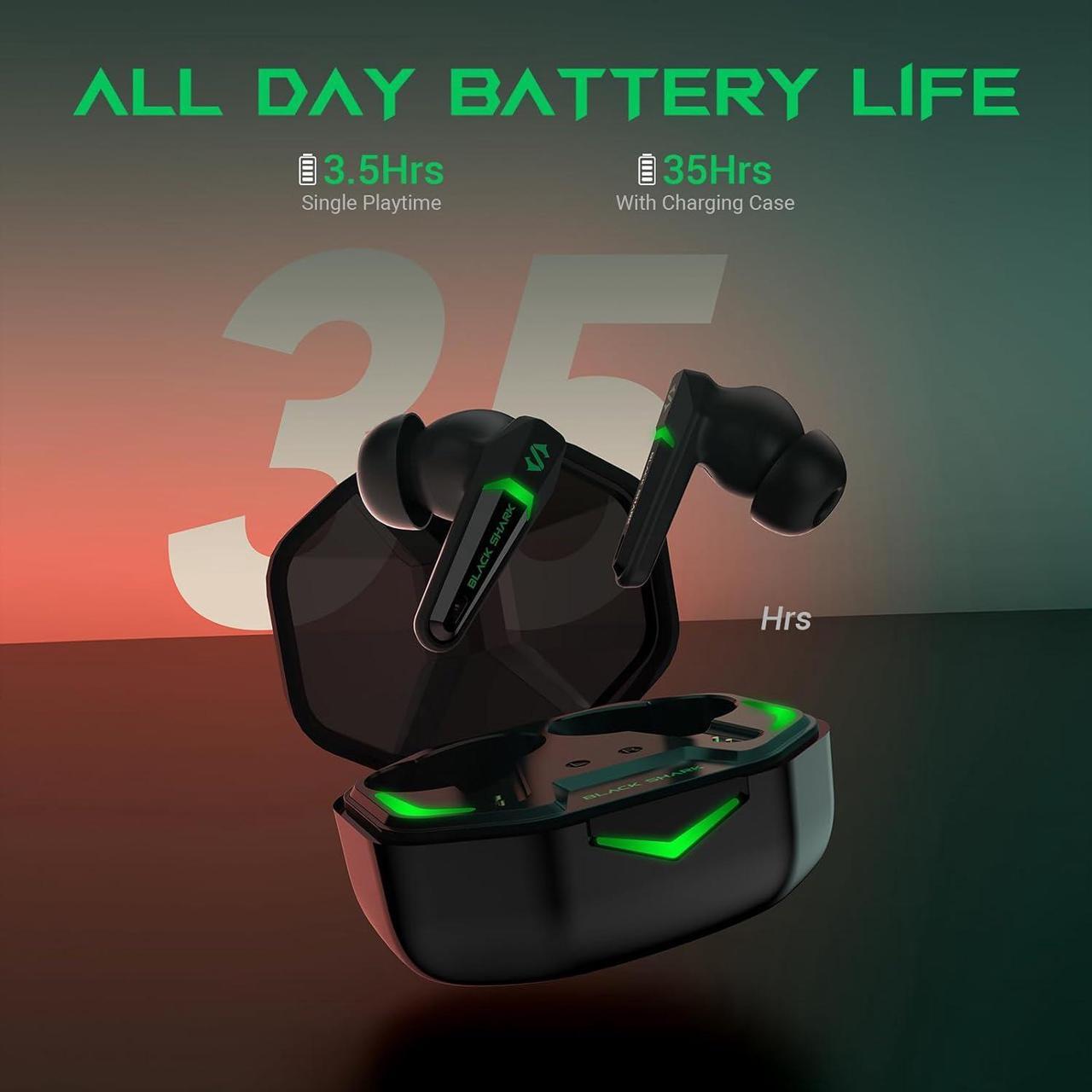 Alt view image 5 of 6 - Black Shark Wireless Bluetooth Earbuds,Gaming Earphone IPX4 Waterproof with Built-in Microphone, Dual Modes 35h Play Time Sport Headphones, Headset with 45ms Ultra-Low Latency for iOS & Android