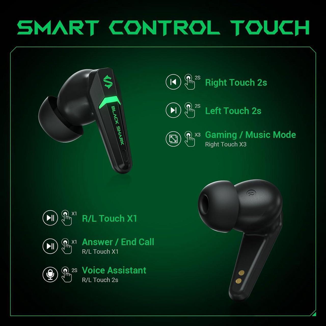 Alt view image 4 of 6 - Black Shark Wireless Bluetooth Earbuds,Gaming Earphone IPX4 Waterproof with Built-in Microphone, Dual Modes 35h Play Time Sport Headphones, Headset with 45ms Ultra-Low Latency for iOS & Android