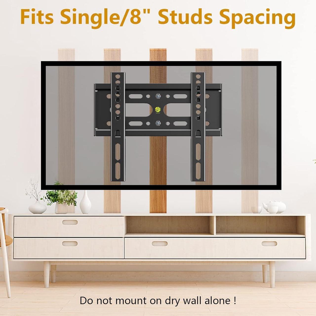 Alt view image 5 of 7 - Nuyoah TV Wall Mount Bracket Low Profile Fixed for 14-42 Inch Flat Screen TVs & Monitors Up to 55lbs, Universal TV Monitor Mount Fits 8" Wood Studs Max VESA 200x200mm
