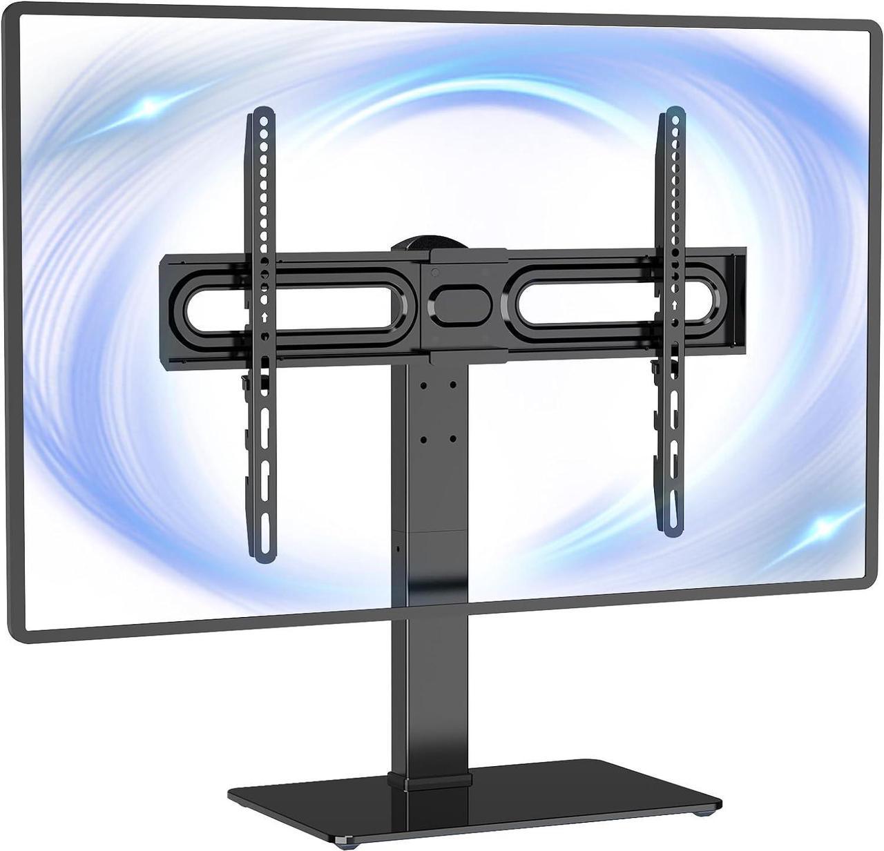 WALI Universal TV Stand, Table Top TV Stand for 37 to 70 inch LCD LED TVs, 9 Level Height Adjustable TV Mount with Tempered Glass Base, Holds up to 88lbs, Max Mounting Holes 600x400mm (TVDVD-5), Black