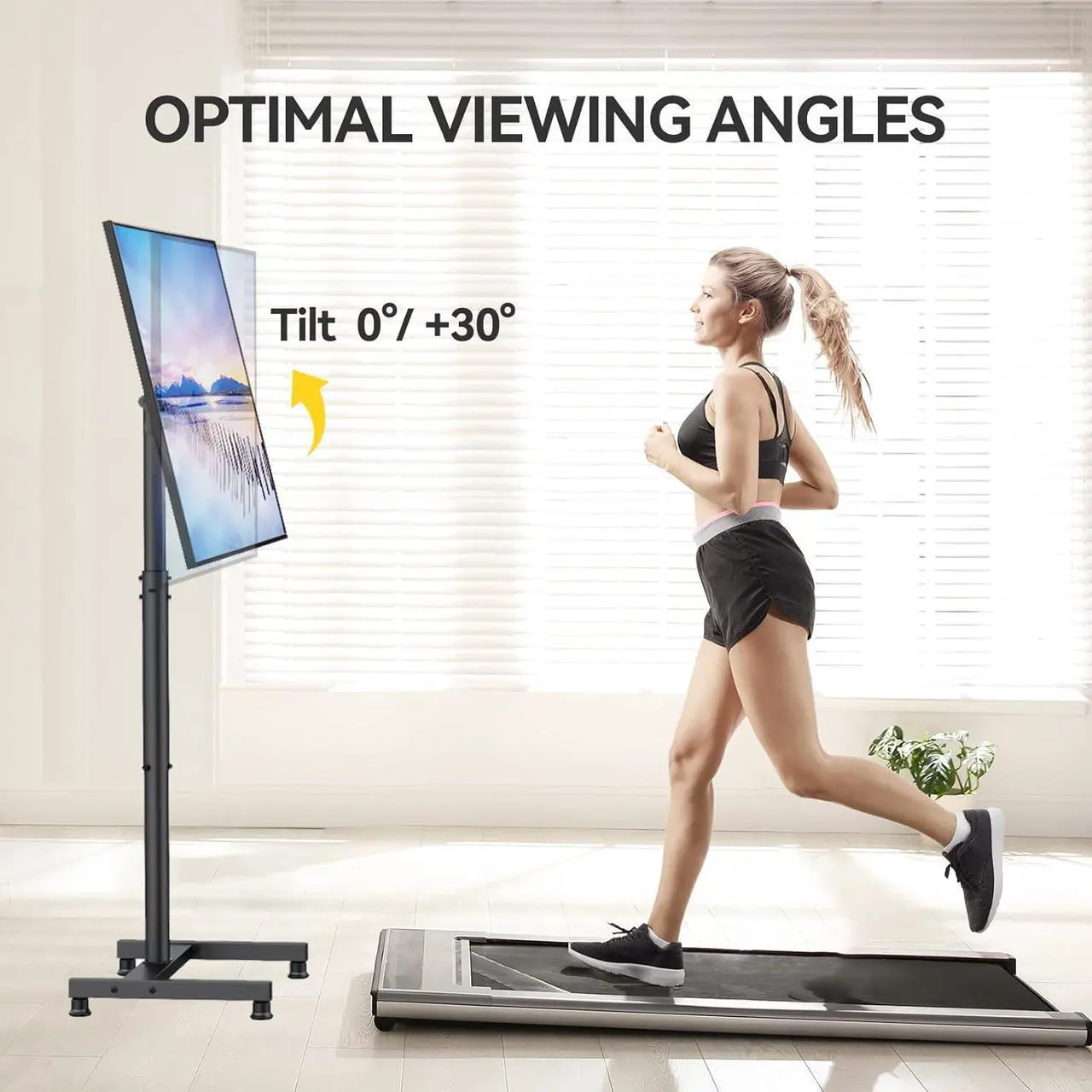 Alt view image 5 of 7 - AM alphamount TV Floor Stand for 13-50 inch Flat/Curved TVs up to 44 lbs, 8 Level Height Adjustable Monitor Floor TV Stand with VESA 200x200, Portable TV Mount Stand for Living Room, Bedroom, Office