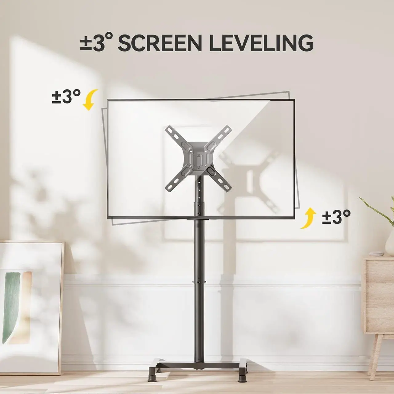 Alt view image 6 of 7 - AM alphamount TV Floor Stand for 13-50 inch Flat/Curved TVs up to 44 lbs, 8 Level Height Adjustable Monitor Floor TV Stand with VESA 200x200, Portable TV Mount Stand for Living Room, Bedroom, Office