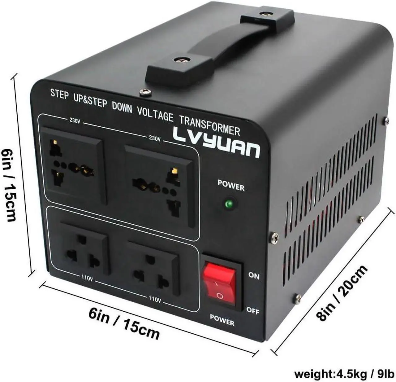 Alt view image 6 of 7 - Yinleader 1000W Voltage Converter Transformer(110V to 220V OR 220V to 110V) 1000 Watt Step Up/Down Converter 110/120 Volt - 220/240 Volt w/US Power Cord,Circuit Breaker Protection (VTUS-1000)
