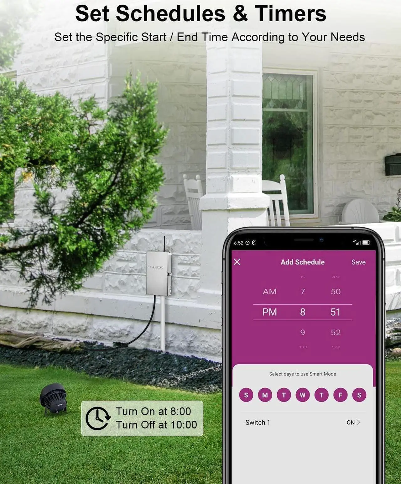 Alt view image 6 of 7 - SURAIELEC 300W Wi-Fi Low Voltage Landscape Transformer, 120V to 12V 15V AC Output, Smart Landscape Lighting Transformer for Indoor Outdoor Use, Work with Alexa and Google Assistant, Stainless Steel