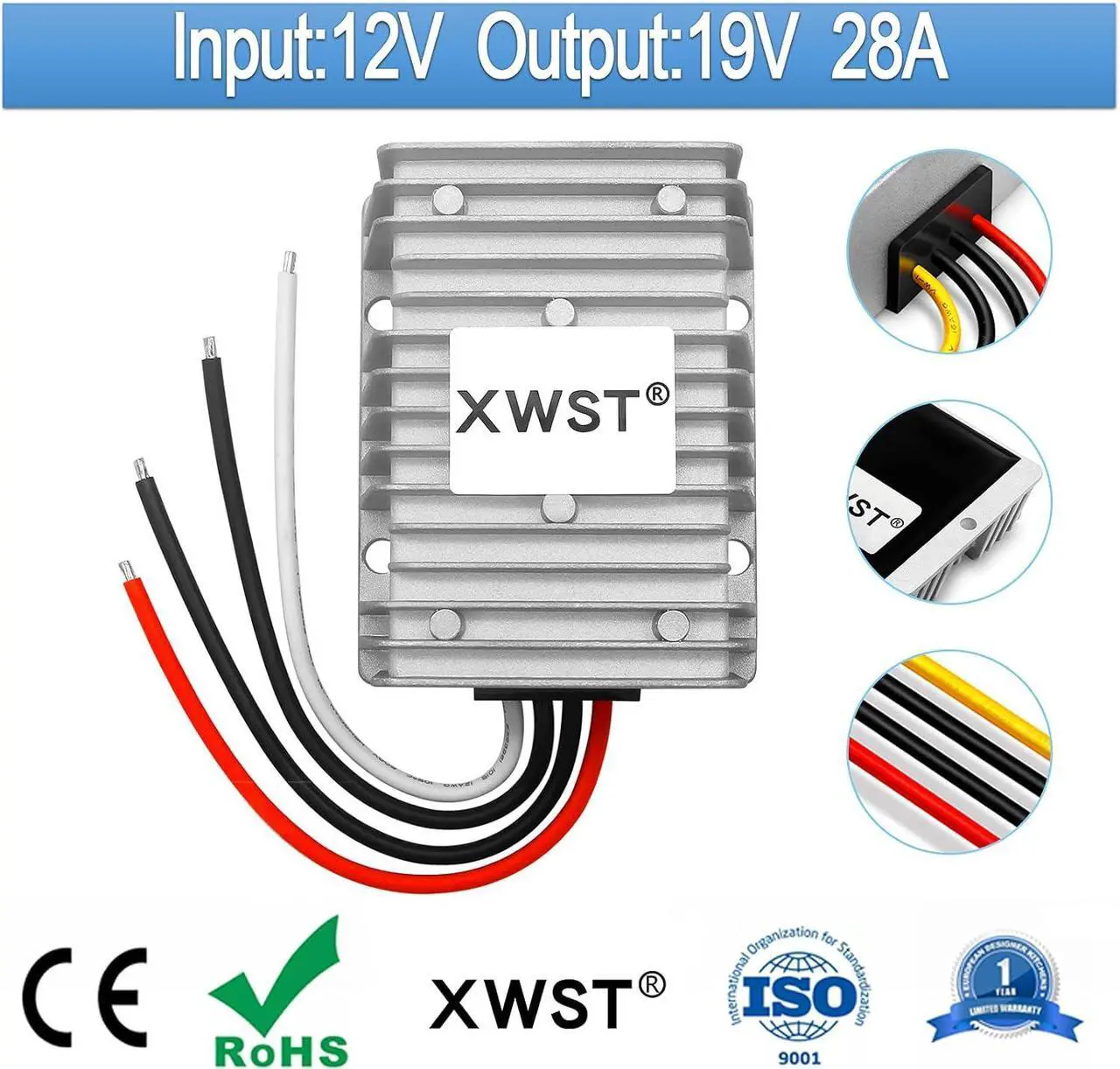 Alt view image 2 of 7 - DC DC 12V to 19V 28A Step-up Module,Boost Converter 9V-13V to 19V Voltage Regulator,Waterproof Power Adapt 532W 19V Volt Transformer Module (12V to 19V 28A)