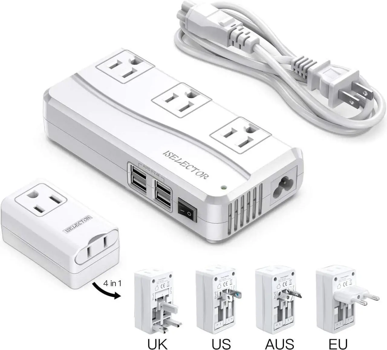 Main image of 250W Power Converter 220V to 110V Voltage Converter with 8 Charging Ports Universal Travel Adapter and UK/AU/US/EU Worldwide Plug Adapter, ETL Listed