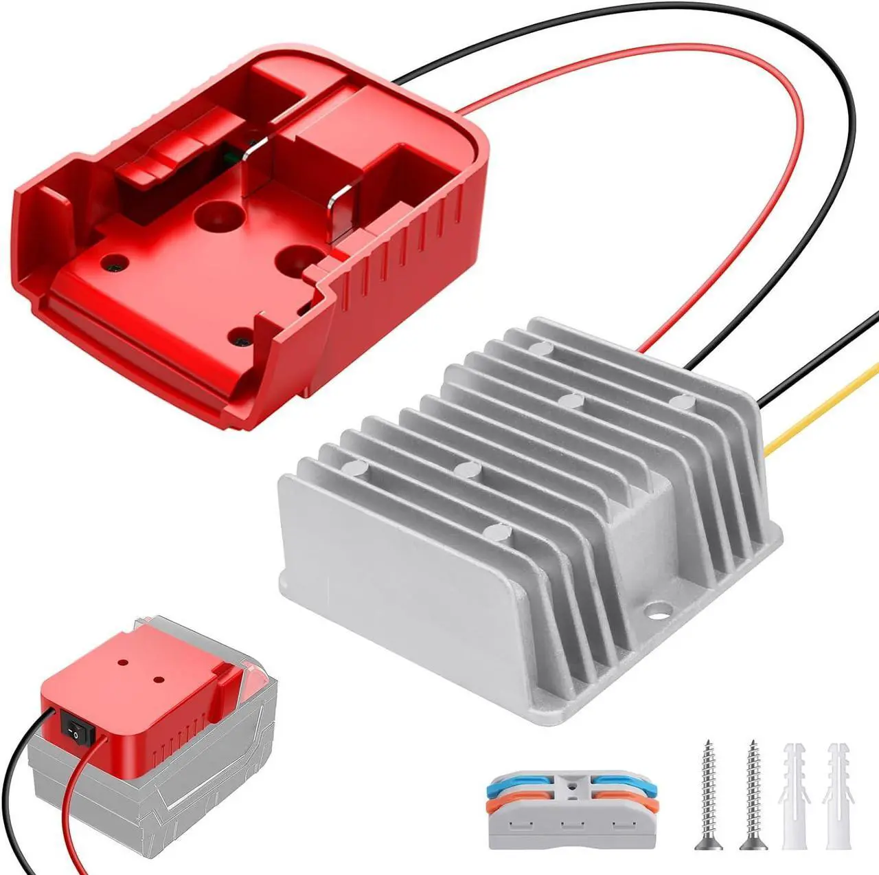 Main image of DC Power Aadpter for Milwaukee M18 Battery 18V to 12V Step Down Voltage Converter 15A MAX 180W Inverter Automatic Buck Converter DC Voltage Regulator with Upgraded Low Voltage Protection and Switch