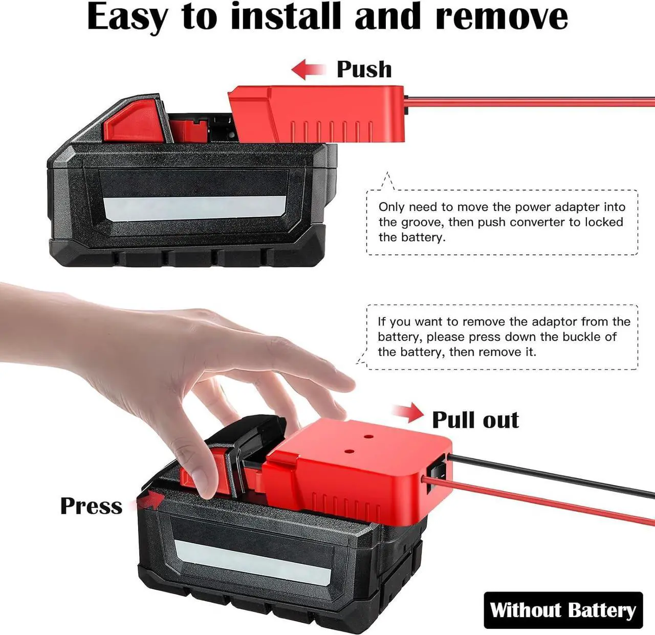 Alt view image 5 of 7 - DC Power Aadpter for Milwaukee M18 Battery 18V to 12V Step Down Voltage Converter 15A MAX 180W Inverter Automatic Buck Converter DC Voltage Regulator with Upgraded Low Voltage Protection and Switch