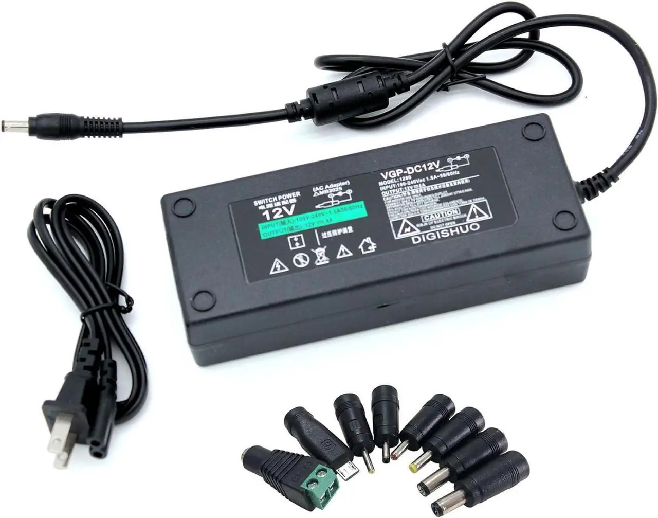 Main image of DIGISHUO DC 12V 8A 96W Power Supply Adapter Transformer Switch AC 110V/220V to DC 12V 8amp Switching Converter LED Driver for LED Strip Light CCTV Camera Security System (12V 8A 96W)