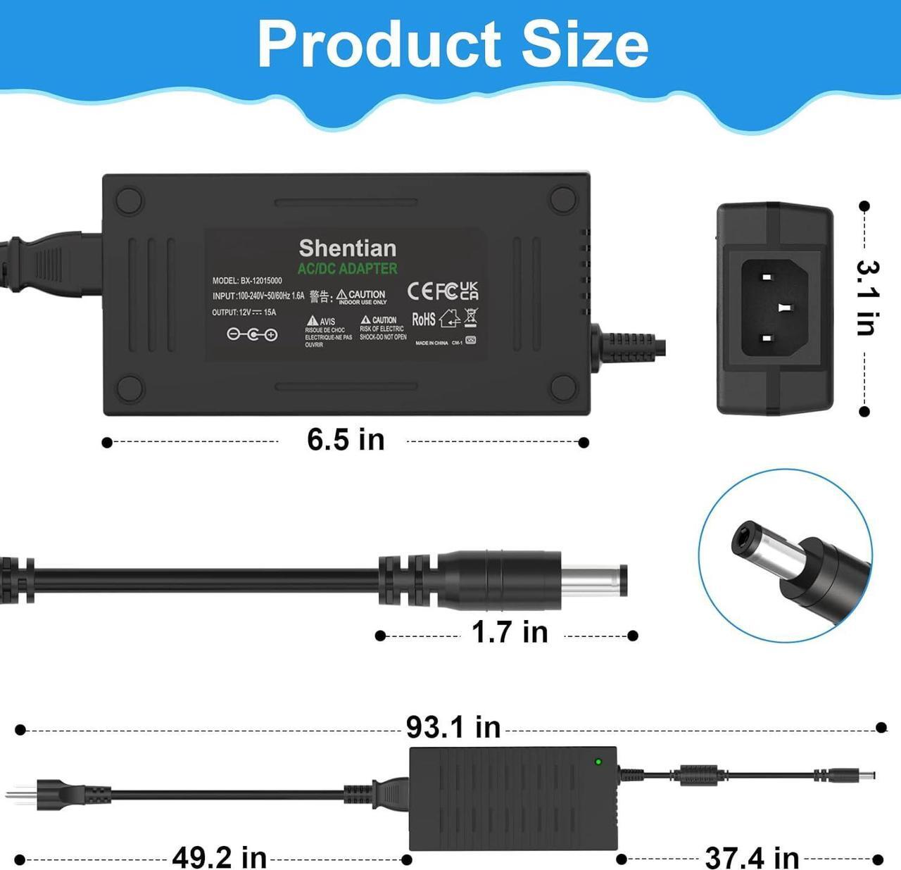 Alt view image 2 of 7 - 100-240V Main to 12V Charger Socket,AC/DC Converter,Power Adapter (12V/15A)