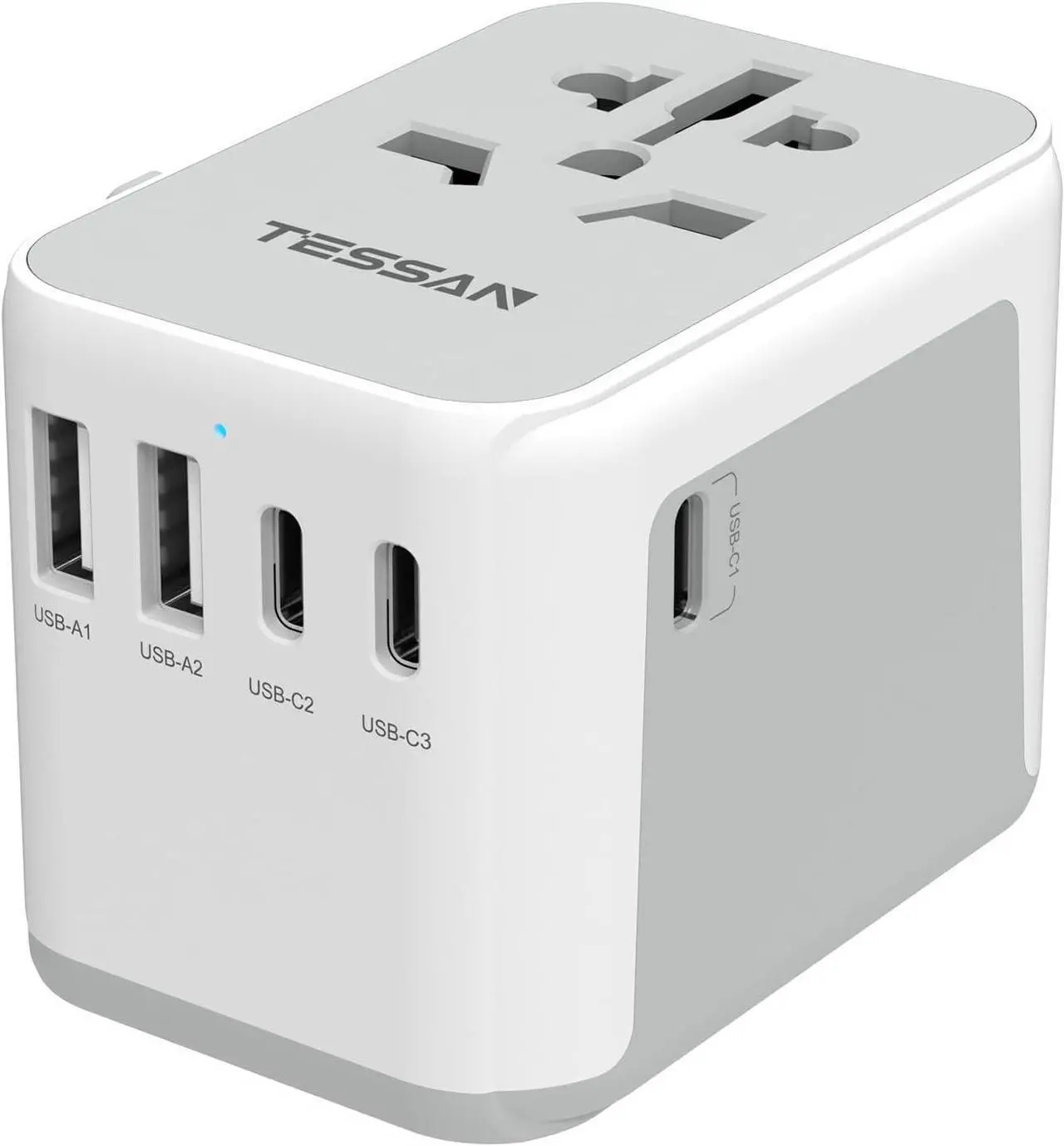 Main image of TESSAN Universal Travel Adapter, International Power Adapter 5.6A 28W 3 USB C 2 USB A Ports, Travel Worldwide Plug Adaptor, Outlet Wall Charger for Europe UK EU AUS (Type C/G/A/I)