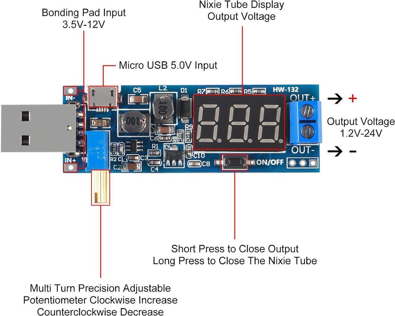Alt view image 4 of 6 - 6pcs USB Buck Boost Converter 3.5V-12V to 1.2V-24V DC-DC Step Up Step Down Power Supply Module Voltage Regulator 5V to 3.3V 9V 12V 18V 24V