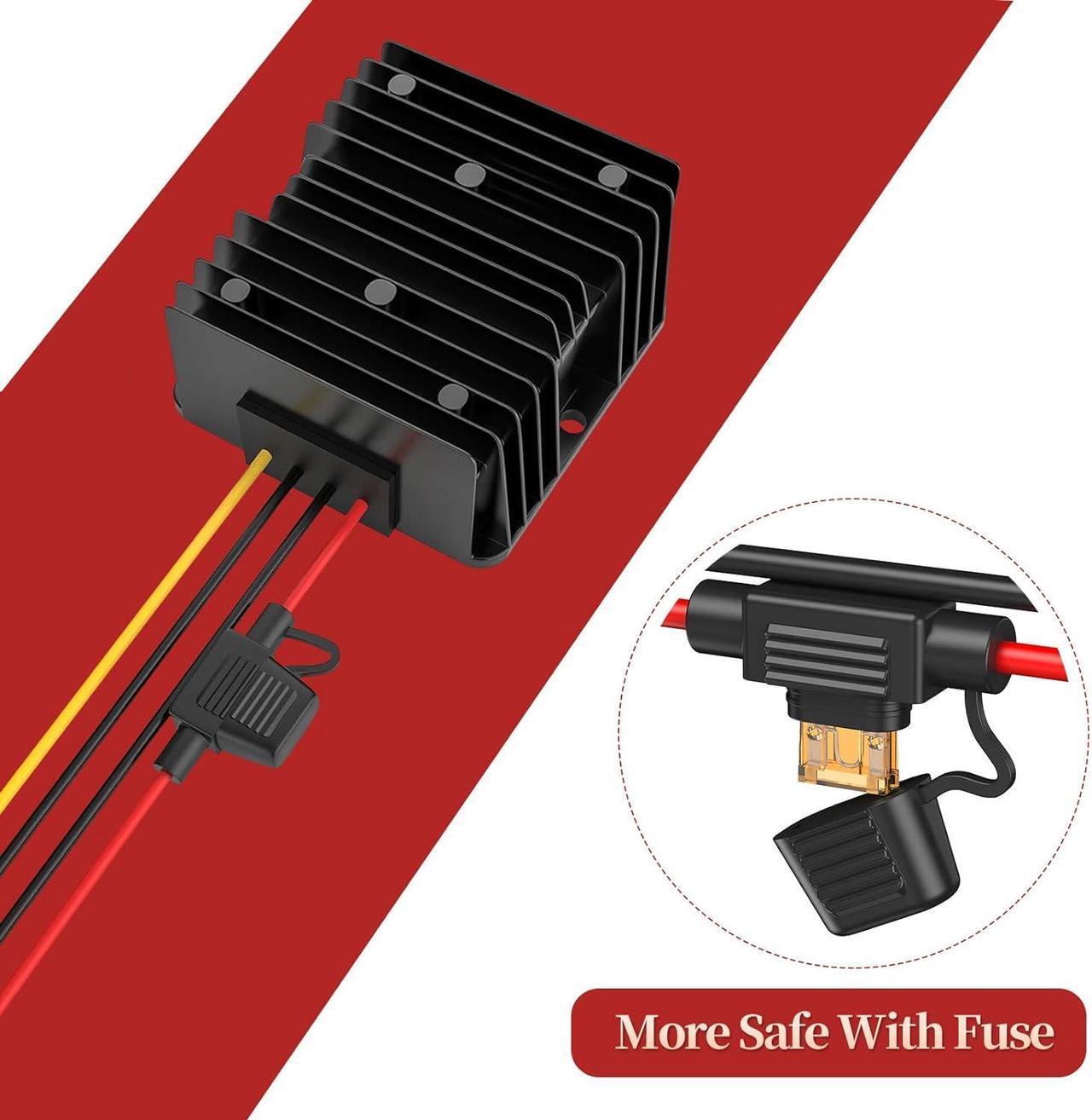 Alt view image 4 of 7 - 24VDC to 12VDC Converter 15A 180W, 18V to 12V Converter with Fuse Waterproof and Wire Terminal Block, Converter 24V to 12V for Cart LED Light Truck Vehicle Boat Solar System (Accept DC 15-40V Inputs)