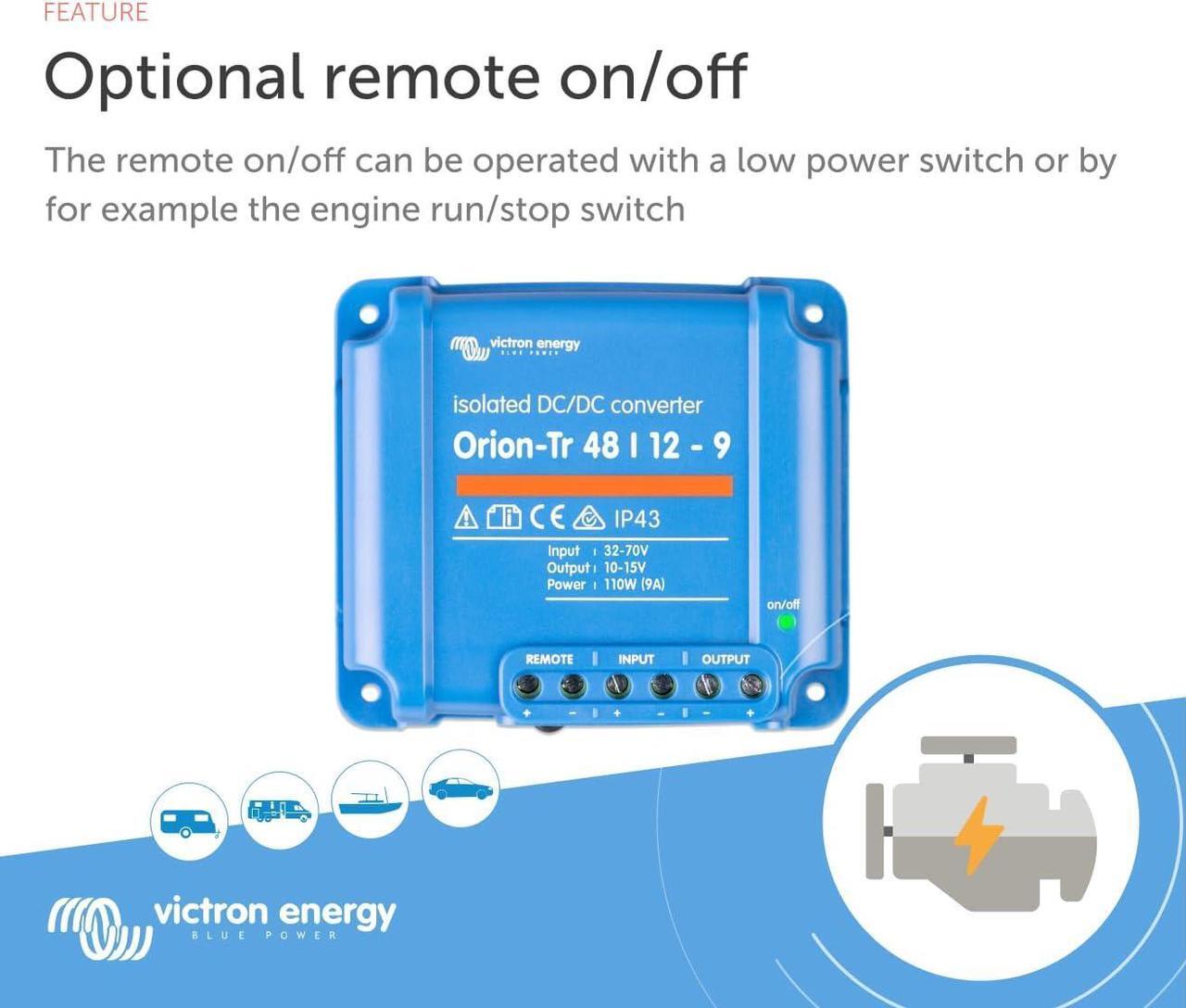 Alt view image 2 of 5 - Victron Energy Orion-Tr IP43 48/12-Volt 9 amp 110-Watt Isolated DC-DC Converter