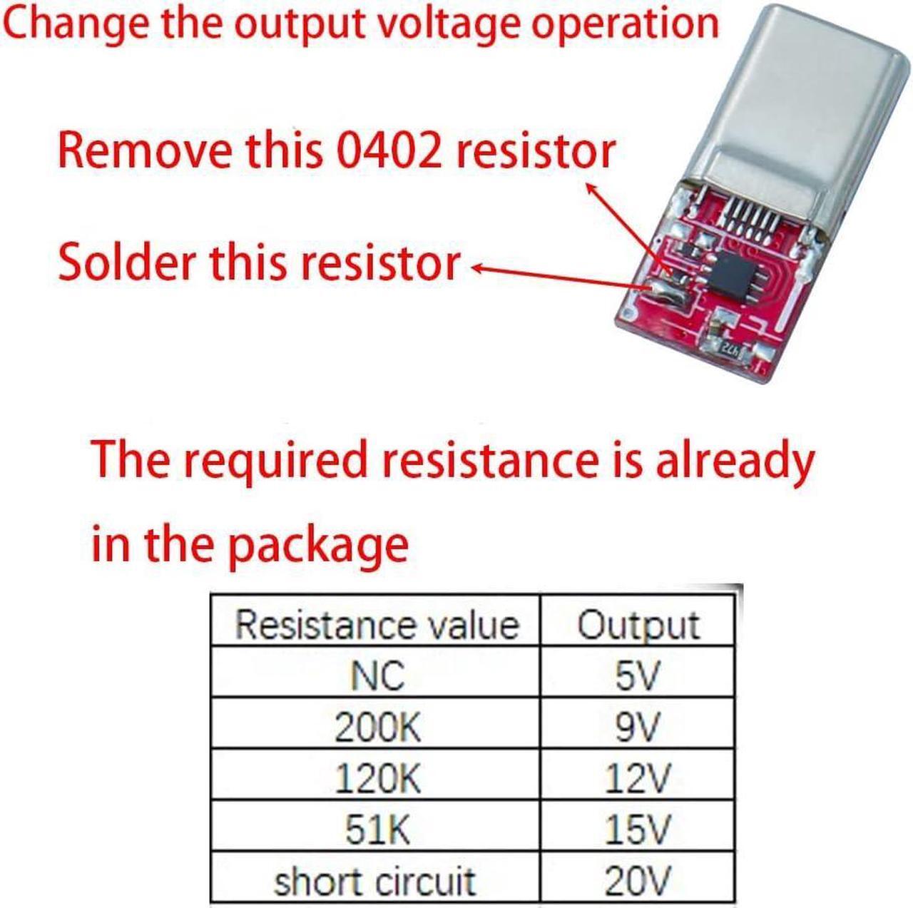 Alt view image 2 of 5 - 5PCS USB-C PD QC 5V 9V 12V 15V 20V DC Fixed Voltage Power Trigger Module 5A Type-C Male Input (Default 9V)