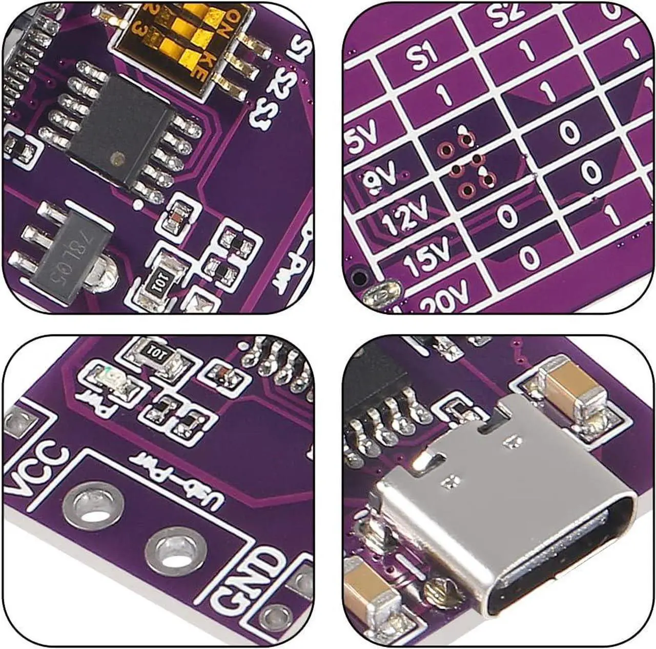 Alt view image 3 of 7 - DWEII 10-Pack Type-C QC AFC PD2.0 PD3.0 to DC Spoof Scam Fast Charge Trigger Polling Detector USB-PD Notebook Power Supply Change Board Module