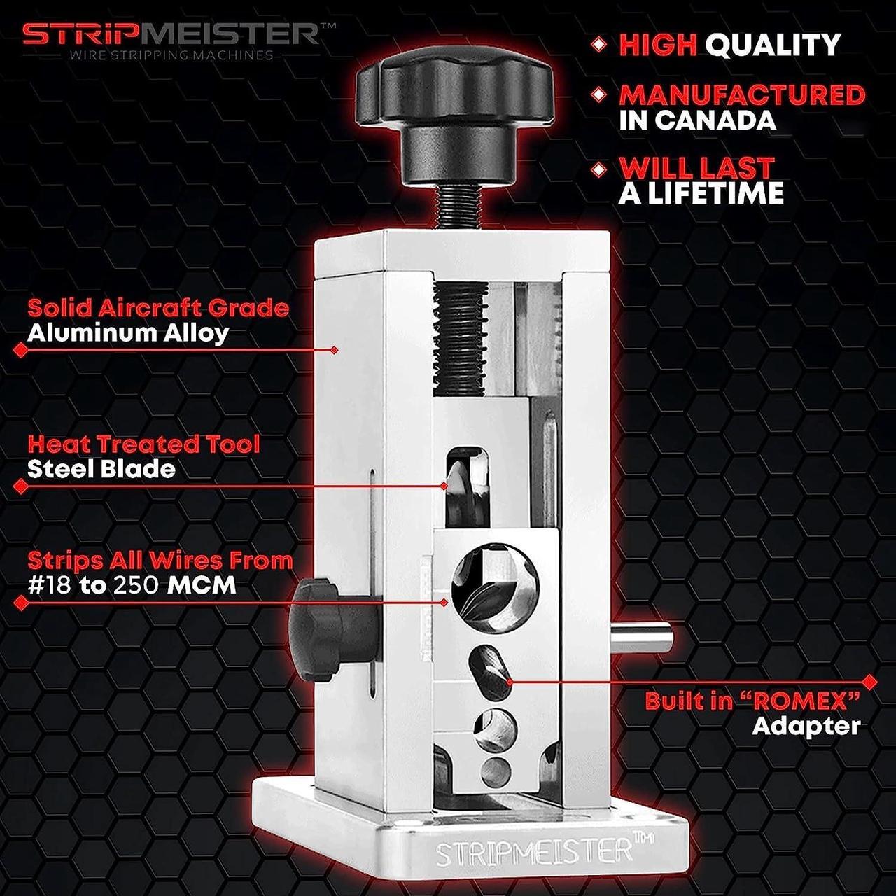 Alt view image 2 of 5 - StripMeister Original Drill-Powered Wire Stripper Machine - Manual Wire Stripping Made Easy, Copper Wire Stripper, Drill Wire Stripper, Electric Wire Stripping & Stripping Tool Drill Attachment