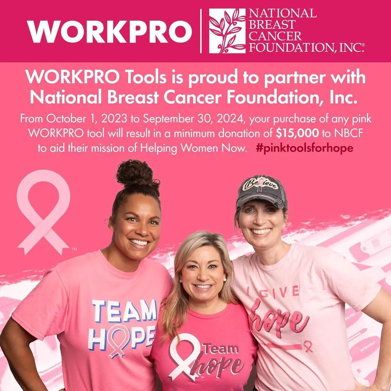 Alt view image 2 of 7 - WORKPRO Pink Tool Kit - Hand Tool Set with Easy Carrying Round Pouch - Durable, Long Lasting Chrome Finish Tools - Household Tool Kit Perfect for DIY, Home Maintenance - Pink Ribbon
