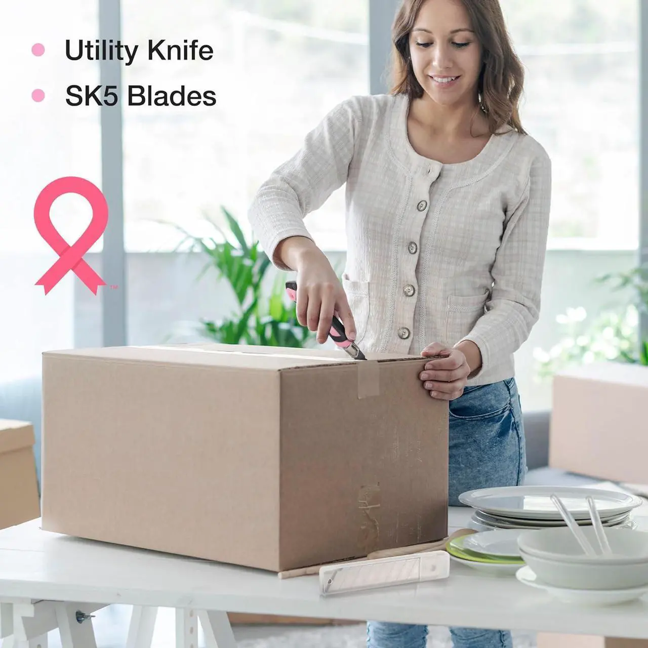 Alt view image 3 of 7 - WORKPRO Pink Tool Kit - Hand Tool Set with Easy Carrying Round Pouch - Durable, Long Lasting Chrome Finish Tools - Household Tool Kit Perfect for DIY, Home Maintenance - Pink Ribbon