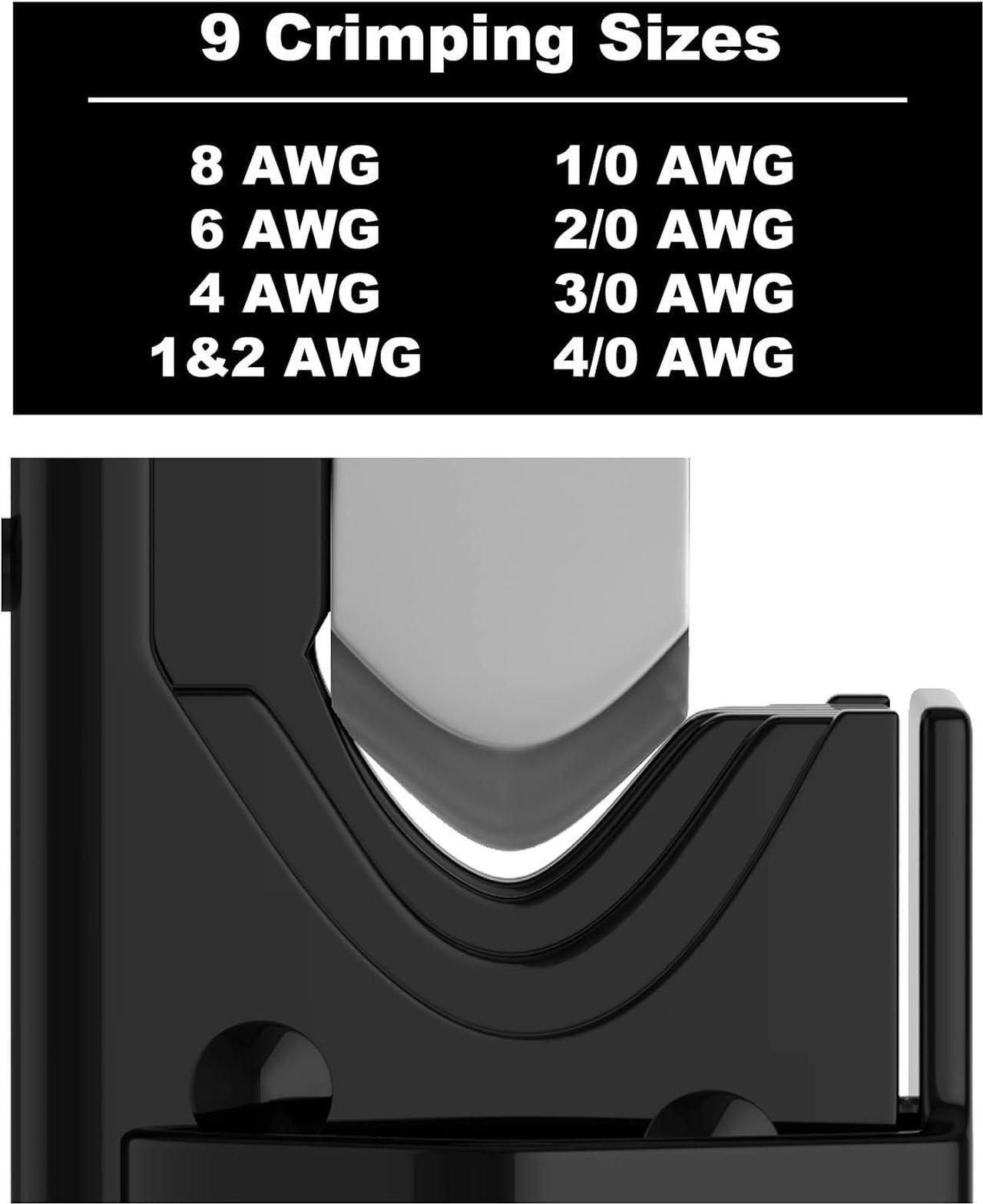 Alt view image 3 of 6 - Hammer Battery Lug Crimping Tool for 8, 6, 4, 2, 1/0, 2/0, 3/0, 4/0 American Wire Gauge (AWG) Wire and Cable