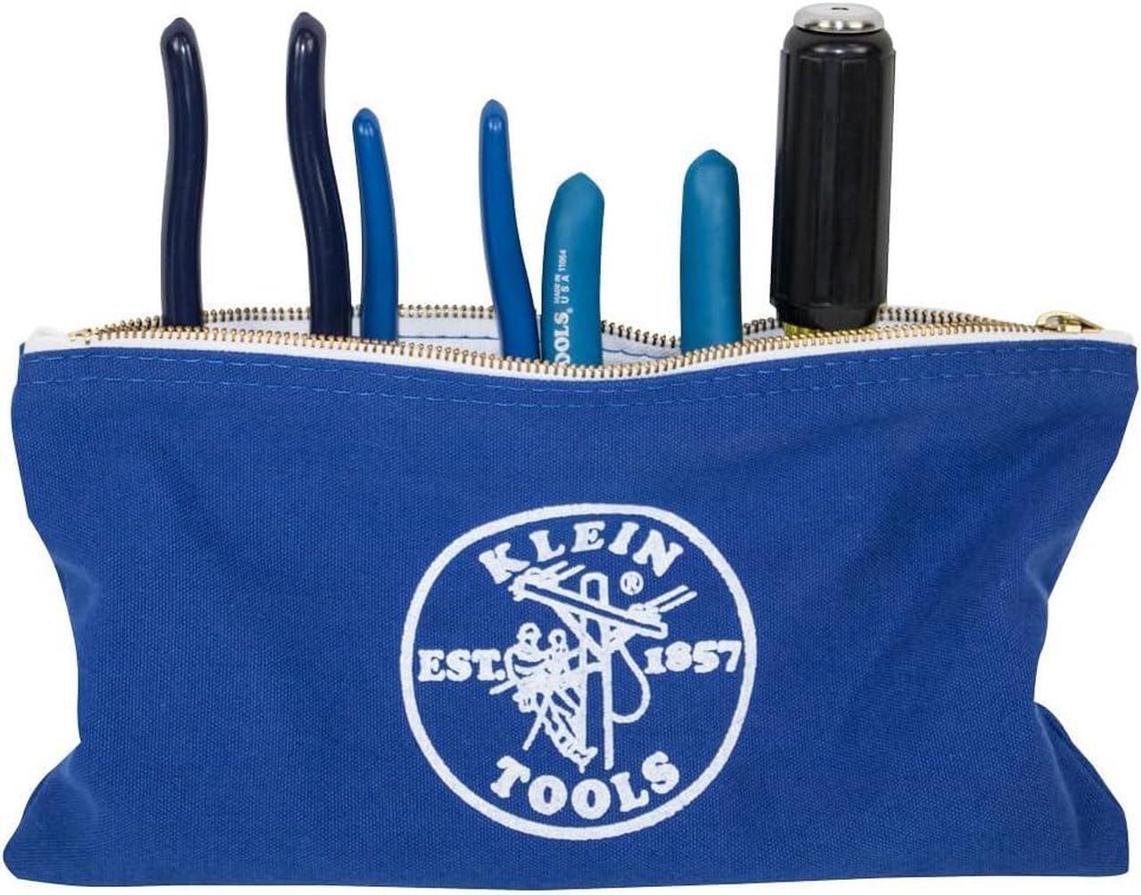 Alt view image 3 of 7 - Klein Tools 5140 Canvas Zipper Bag, Tool Pouch, Tool Bag, Utility Bag, Bank Deposit Bag, 12.5 x 7-Inch, Olive/Orange/Blue/Yellow 4-Pack