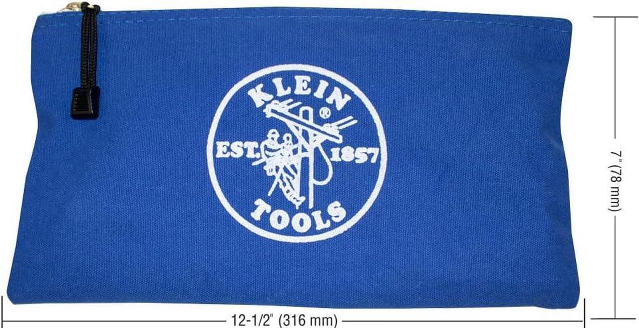 Alt view image 4 of 7 - Klein Tools 5140 Canvas Zipper Bag, Tool Pouch, Tool Bag, Utility Bag, Bank Deposit Bag, 12.5 x 7-Inch, Olive/Orange/Blue/Yellow 4-Pack