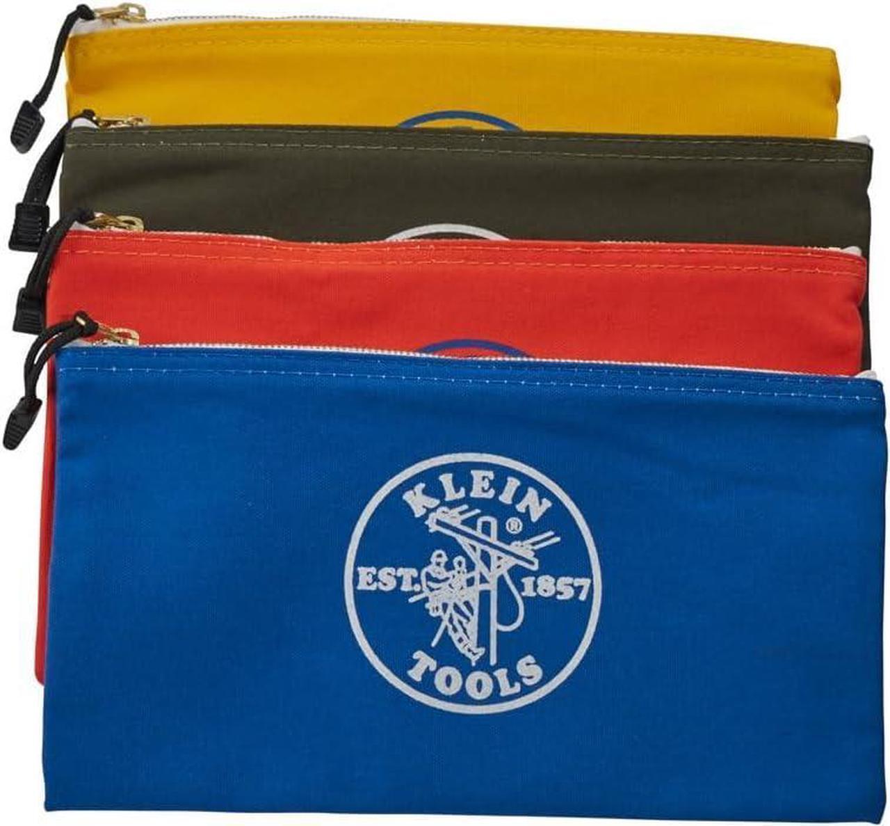 Alt view image 5 of 7 - Klein Tools 5140 Canvas Zipper Bag, Tool Pouch, Tool Bag, Utility Bag, Bank Deposit Bag, 12.5 x 7-Inch, Olive/Orange/Blue/Yellow 4-Pack