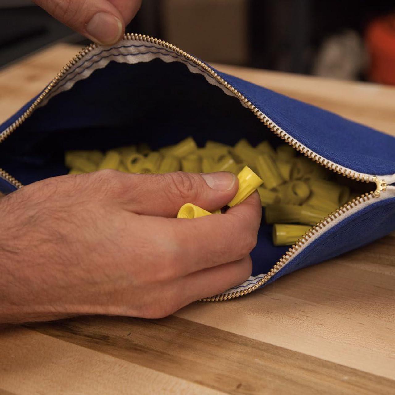 Alt view image 6 of 7 - Klein Tools 5140 Canvas Zipper Bag, Tool Pouch, Tool Bag, Utility Bag, Bank Deposit Bag, 12.5 x 7-Inch, Olive/Orange/Blue/Yellow 4-Pack