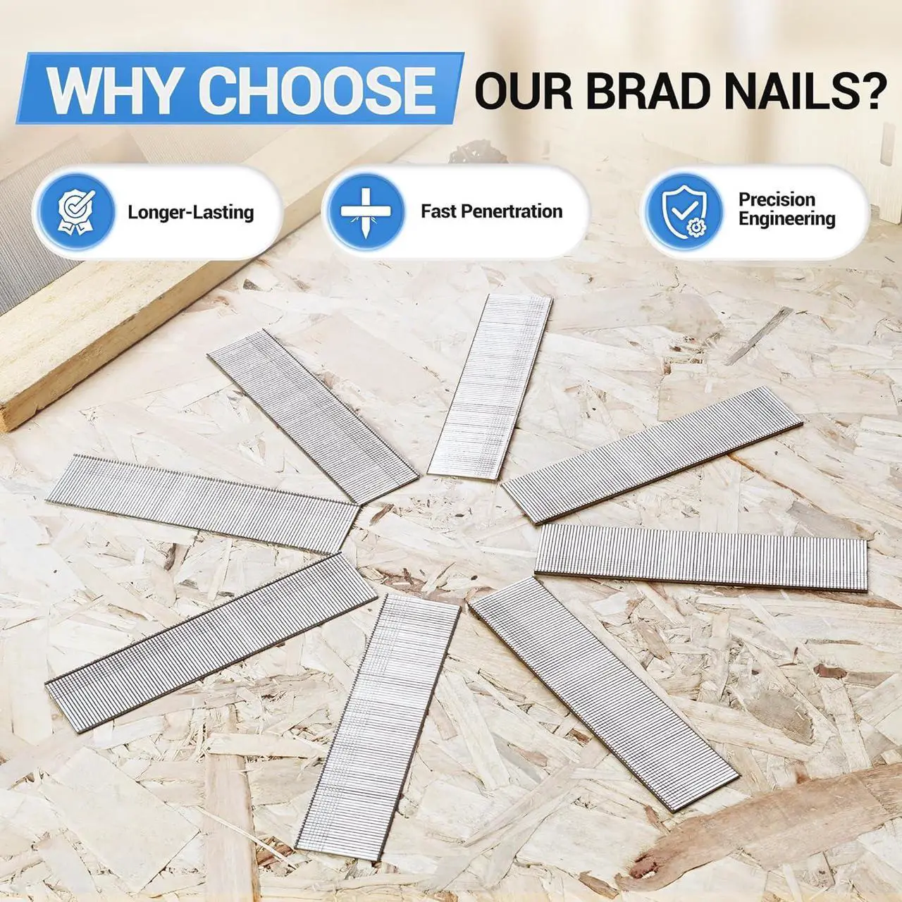 Alt view image 4 of 6 - meite 18 Gauge Brad Nails, 1-1/4 Inch 18GA Brad Nails, 18G 304 Stainless Steel Small Finishing Nail Gun Nails for Pneumatic, Electric Brad Nailer Gun (10 Boxes)