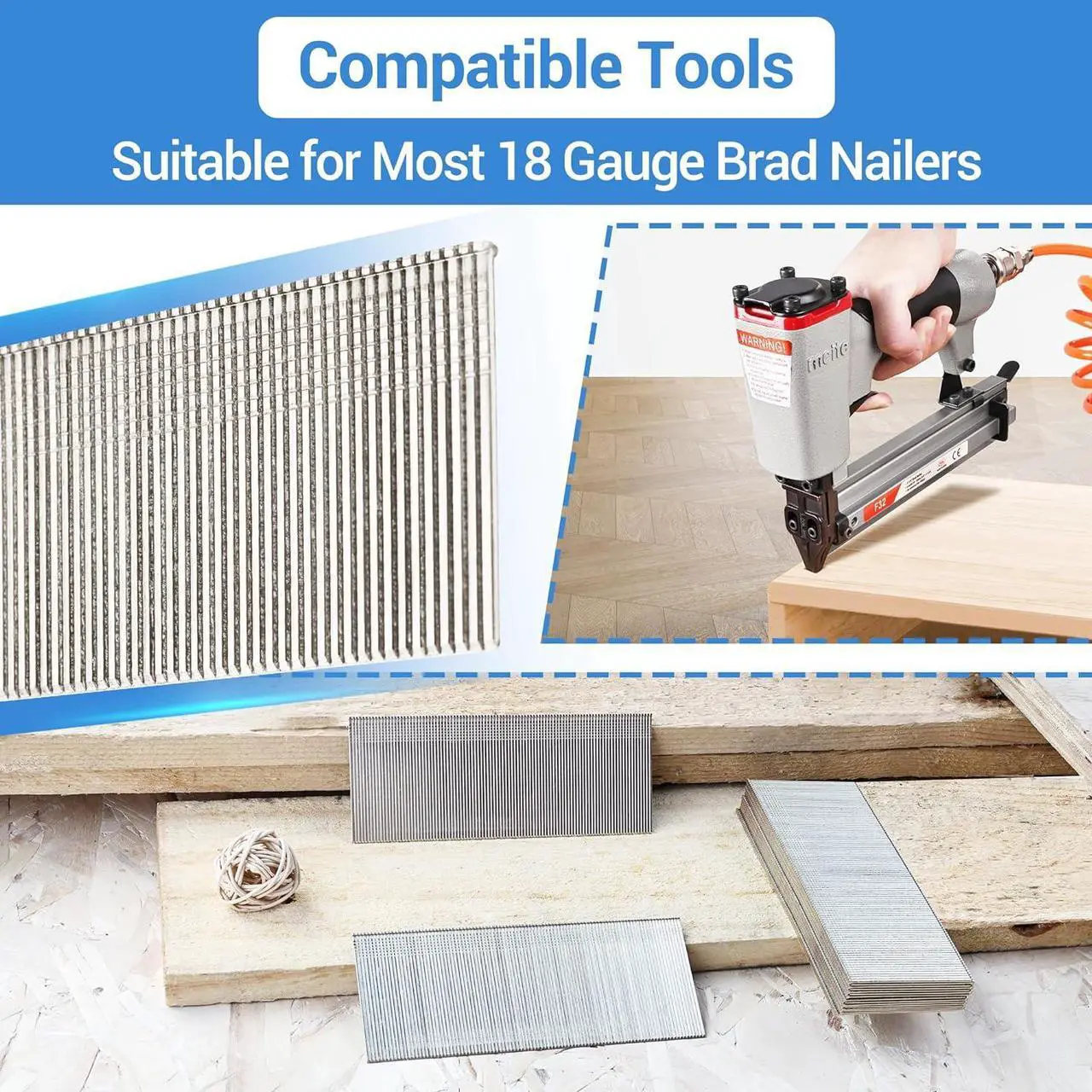 Alt view image 5 of 6 - meite 18 Gauge Brad Nails, 1-1/4 Inch 18GA Brad Nails, 18G 304 Stainless Steel Small Finishing Nail Gun Nails for Pneumatic, Electric Brad Nailer Gun (10 Boxes)