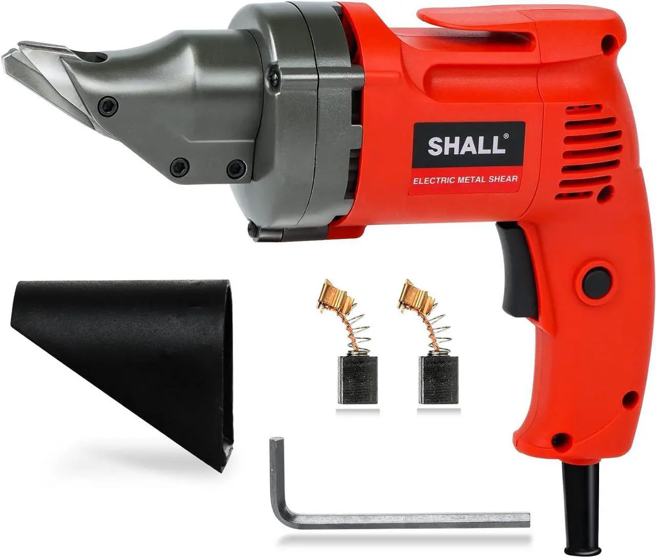 Main image of SHALL Electric Metal Cutting Shear, 4.0-Amp Corded Sheet Metal Cutter, Variable Speed with 360 Degree Swivel Head, Continuous Cutting, Clean Cut for 14GA Sheet Metal & 16GA Stainless Steel, 2500 SPM