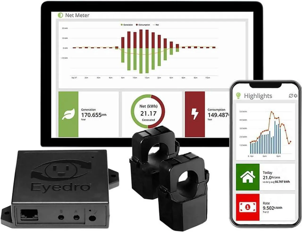 Main image of Eyedro Home Energy Monitor | Solar Energy/Net Metering | Save on Electricity | Bills & Reports | Real-Time Energy Data & History | EYEDRO-HOME Ethernet or WiFi Connect | (Replaces EYEFI-2)