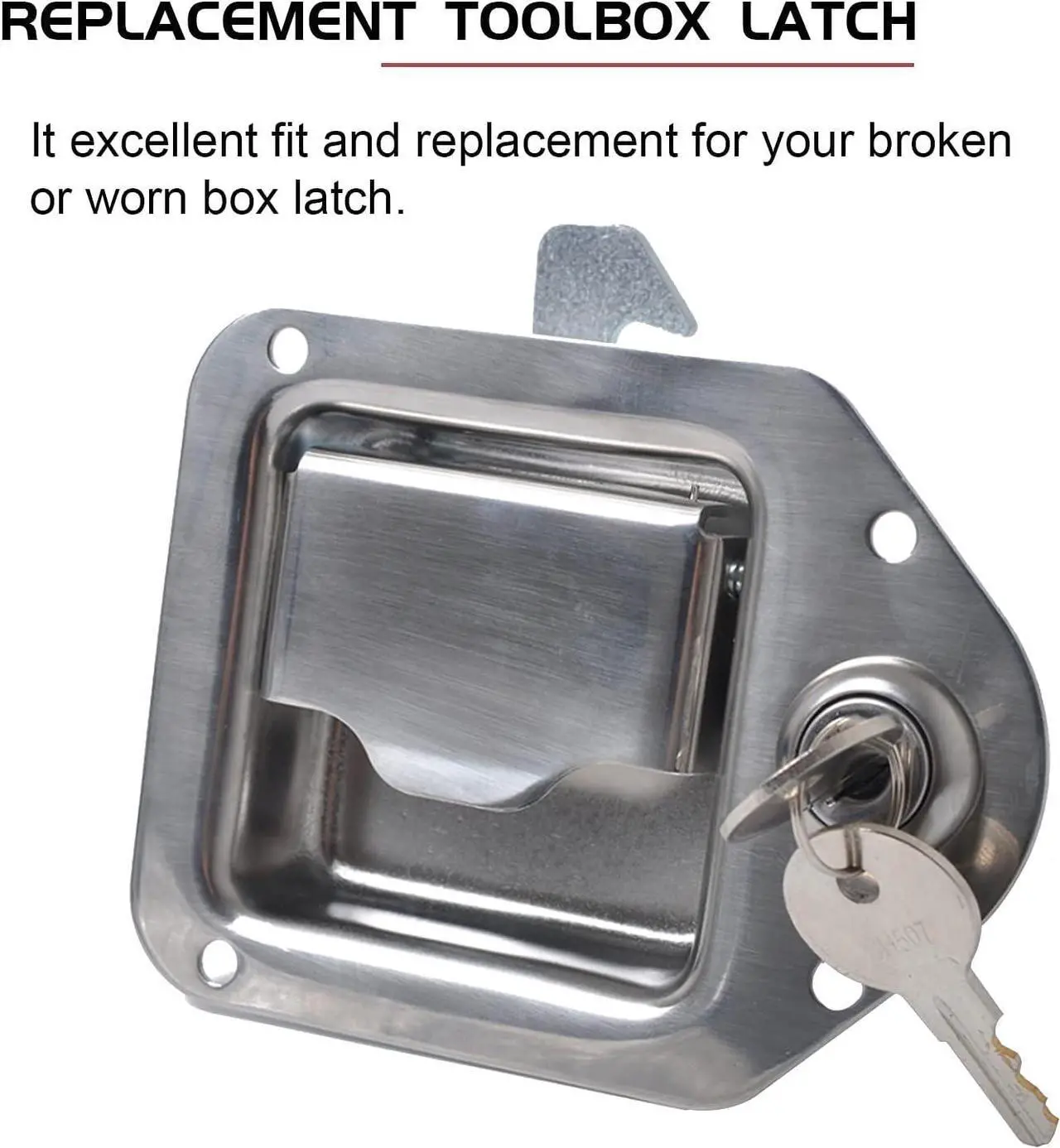 Alt view image 2 of 6 - Toolbox RV Handle Latch Stainless Steel Tool Box Latch Paddle Lock for Trailer Door RV Camper Truck Bed Toolboxes - 3/8'' x 3-1/4''