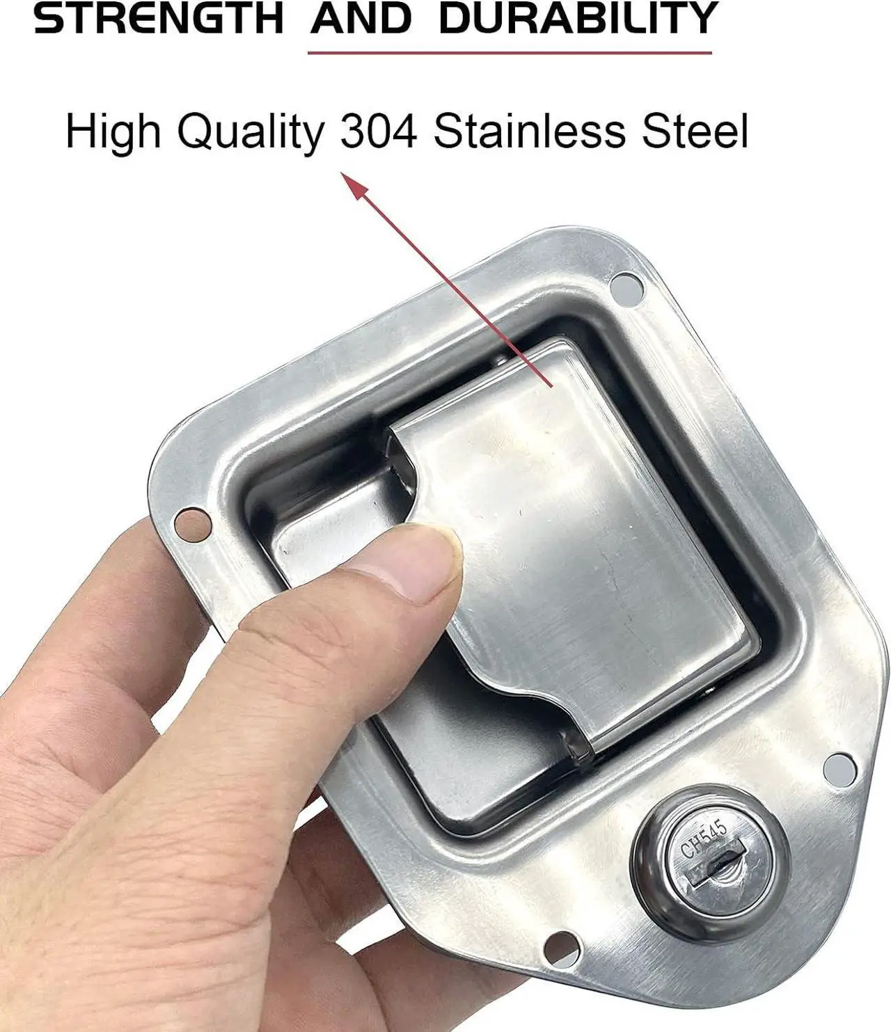 Alt view image 3 of 6 - Toolbox RV Handle Latch Stainless Steel Tool Box Latch Paddle Lock for Trailer Door RV Camper Truck Bed Toolboxes - 3/8'' x 3-1/4''