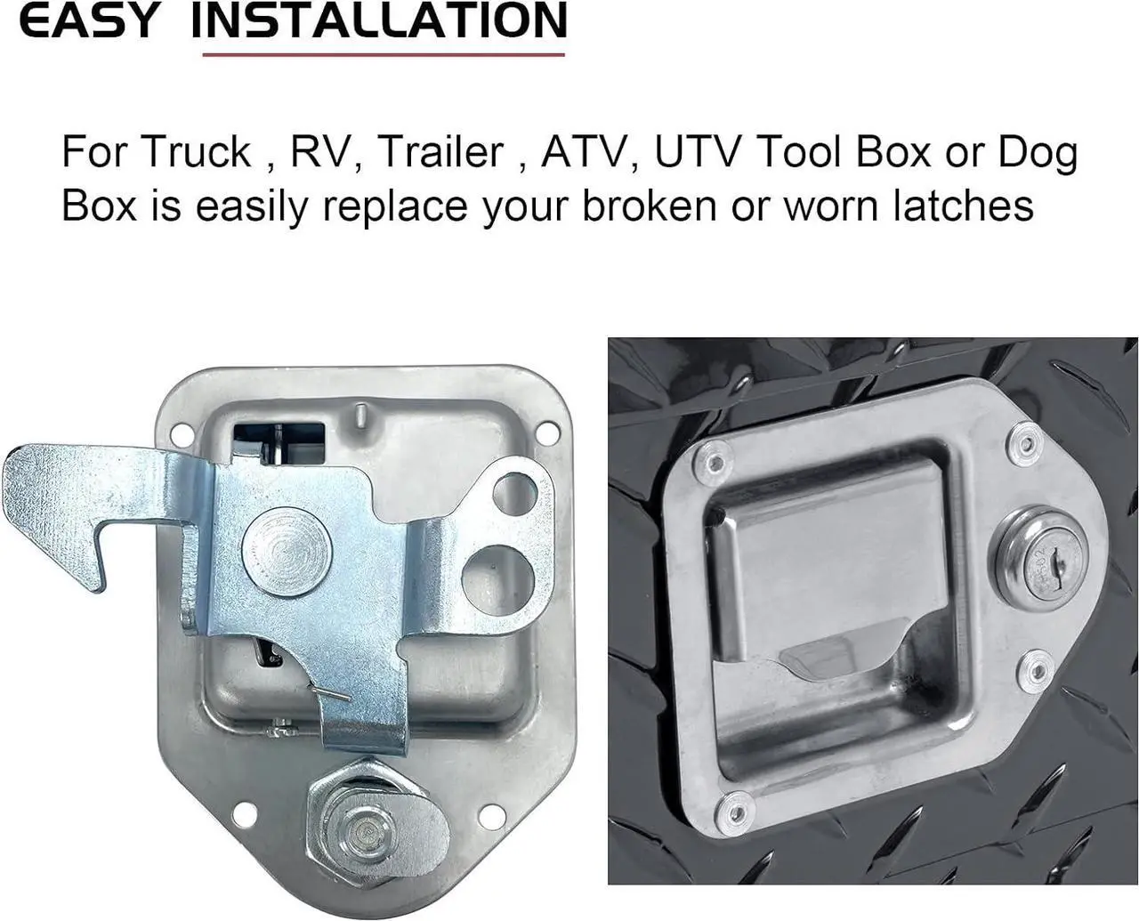 Alt view image 5 of 6 - Toolbox RV Handle Latch Stainless Steel Tool Box Latch Paddle Lock for Trailer Door RV Camper Truck Bed Toolboxes - 3/8'' x 3-1/4''